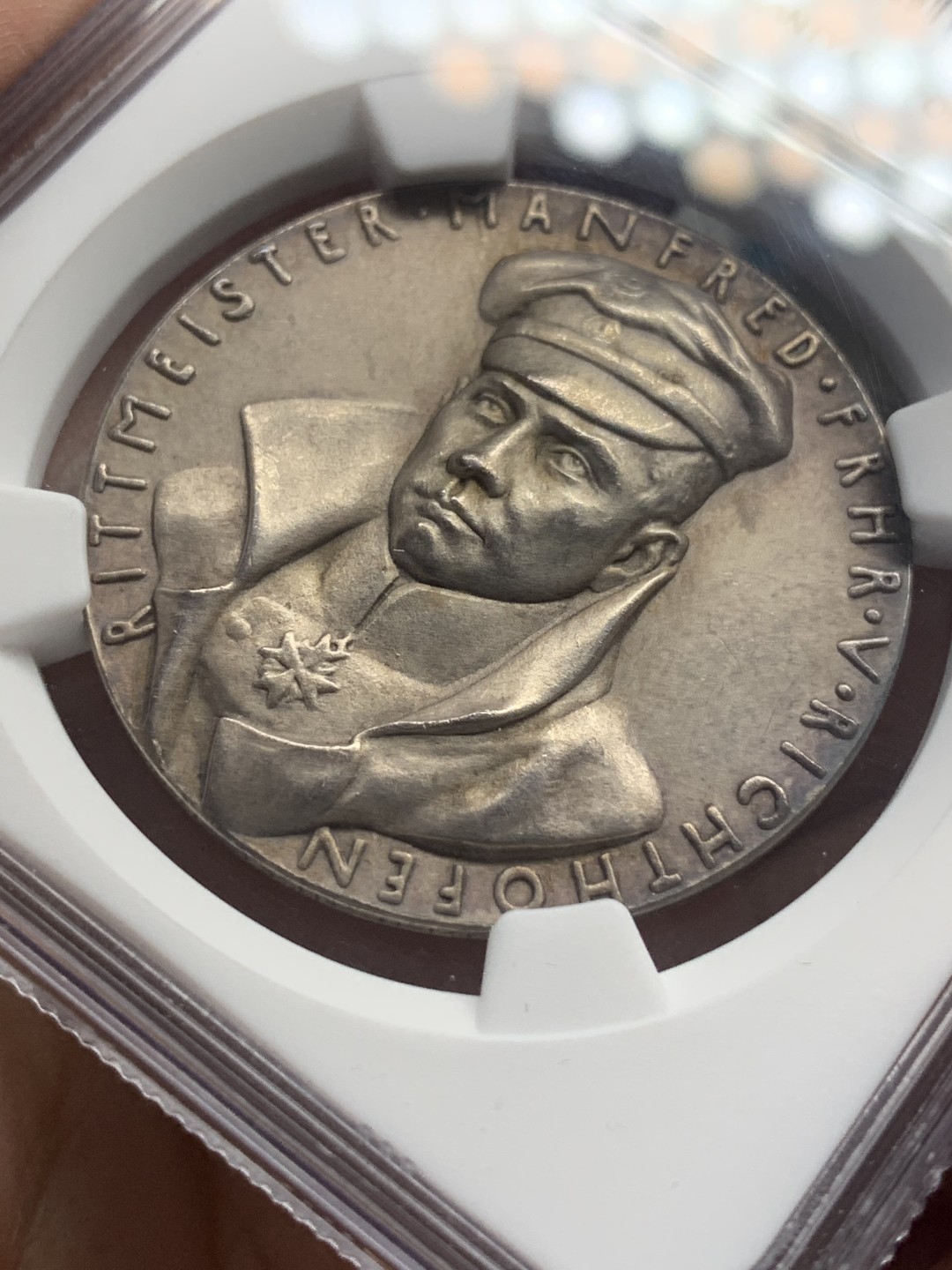 《竞宝斋》第111场-周日，周一 ，2场连拍（全场包邮） NGC-MS62，德国 卡尔歌茨雕刻银章，1918年名誉品“红色男爵”银章，上海N严评