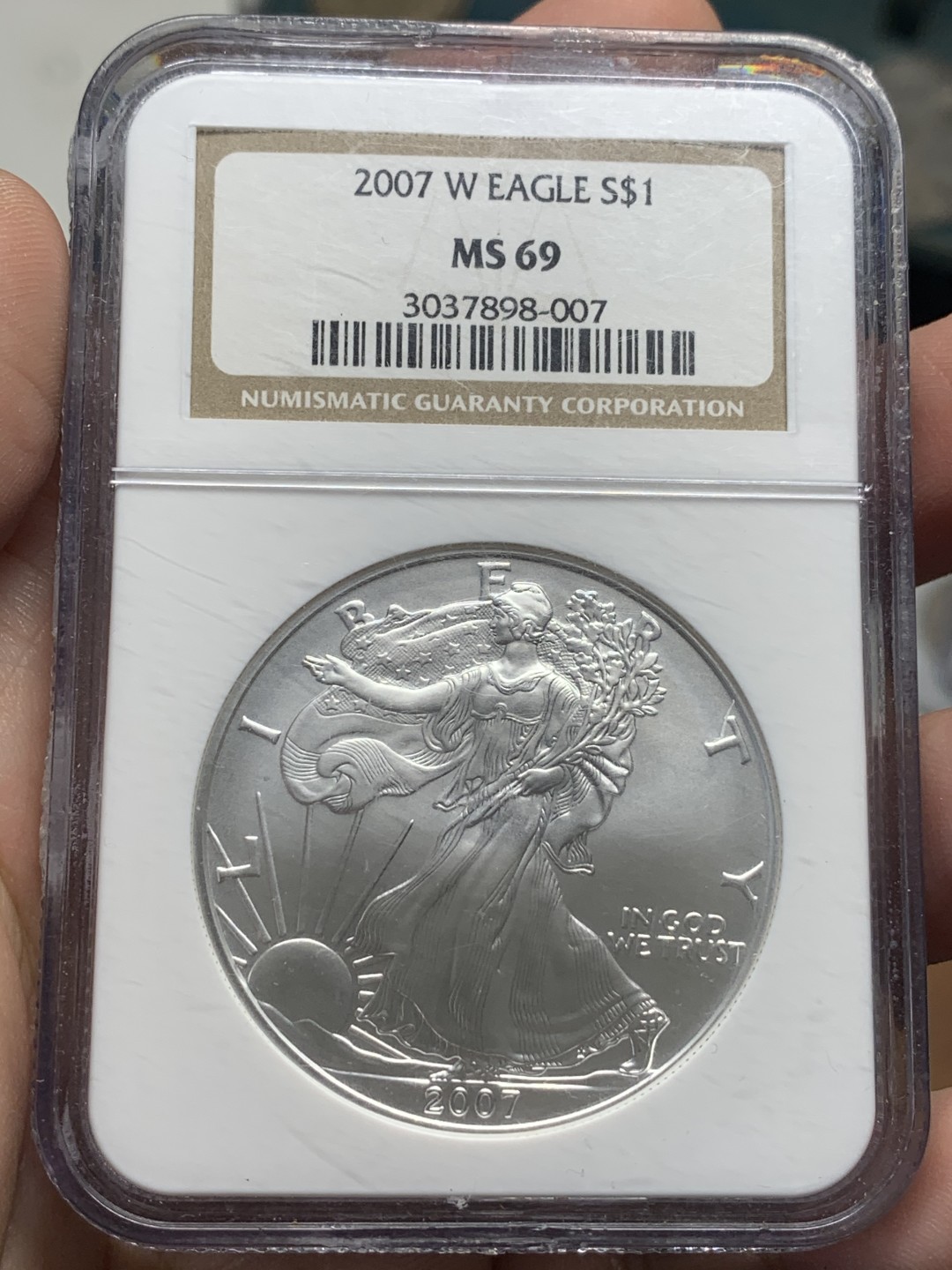 《竞宝斋》第111场-周日，周一 ，2场连拍（全场包邮） NGC MS69  2007年美国行走女神一盎司银币