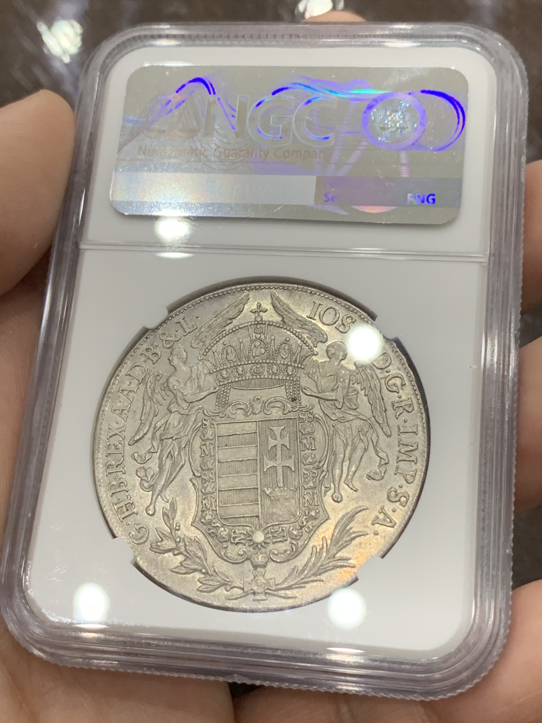 《竞宝斋》第111场-周日，周一 ，2场连拍（全场包邮） NGC-AUD 神圣罗马帝国 匈牙利 1783约瑟夫二世 1泰勒银币 实物状态很好 这个状态给AU 没法形容