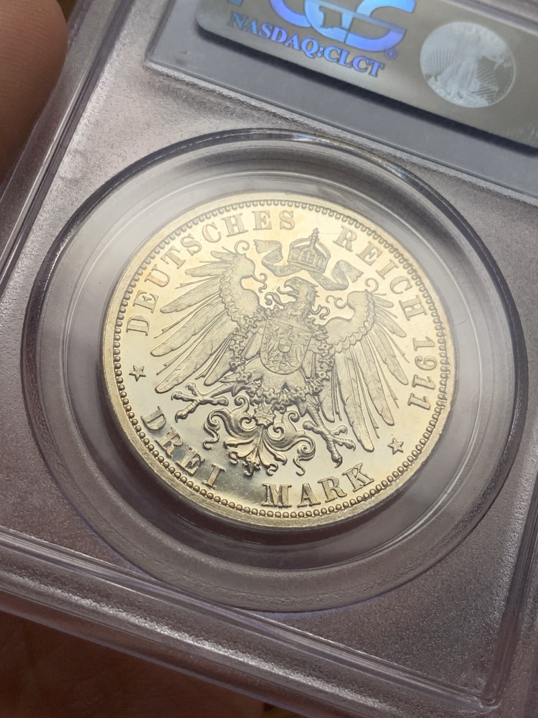 《竞宝斋》第111场-周日，周一 ，2场连拍（全场包邮） PCGS-PR63,德国1911年安哈特德绍3马克精制银币，共2个年份1911发行少