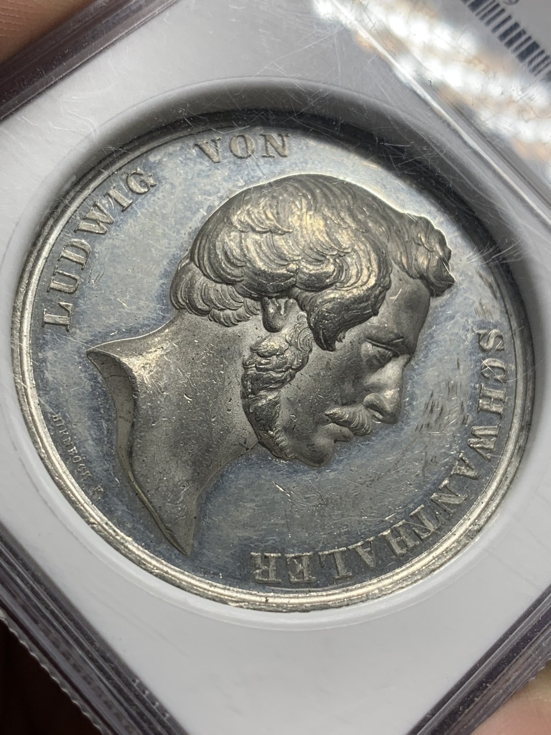 《竞宝斋》第111场-周日，周一 ，2场连拍（全场包邮） NGC MS60 德国 慕尼黑 1839 巴伐利亚纪念碑 建成纪念章 WM 白金属材质