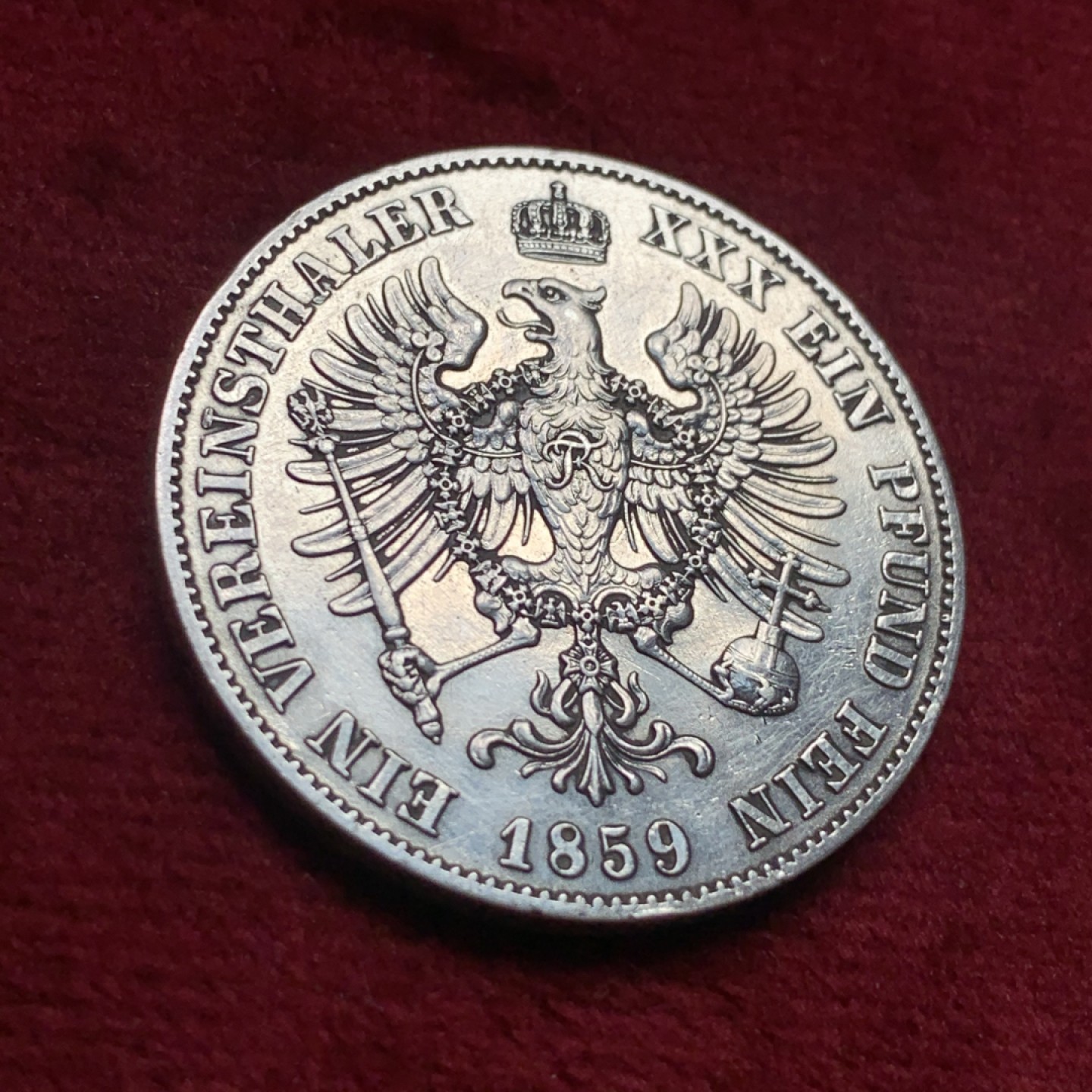 《竞宝斋》第111场-周日，周一 ，2场连拍（全场包邮） 德国 1859年 普鲁士 洋葱头泰勒细节好 离冠版