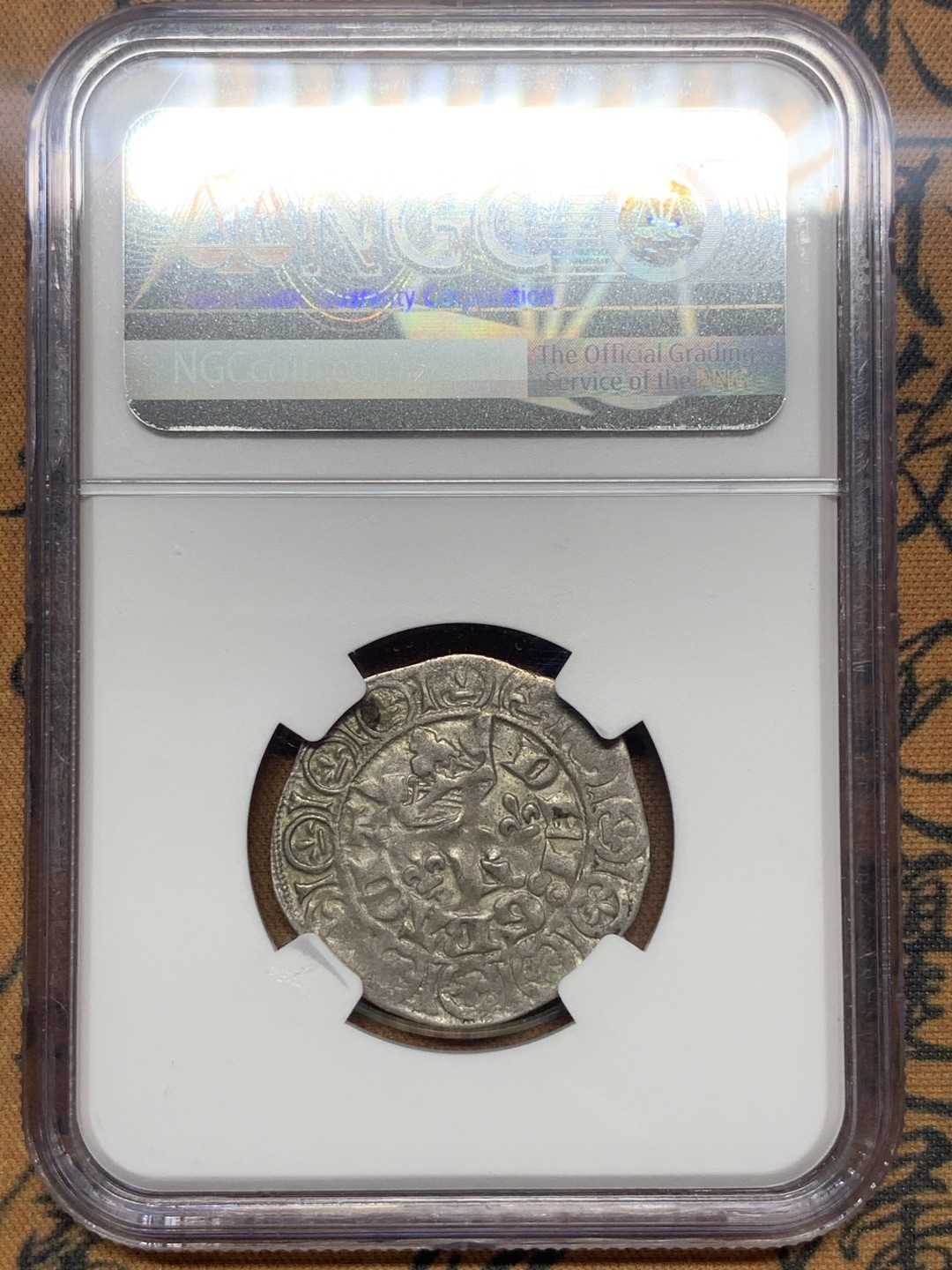《竞宝斋》第111场-周日，周一 ，2场连拍（全场包邮） NGC XF45 法国 中世纪 1364-80年 查理五世 1B 银币 打制清晰 难得