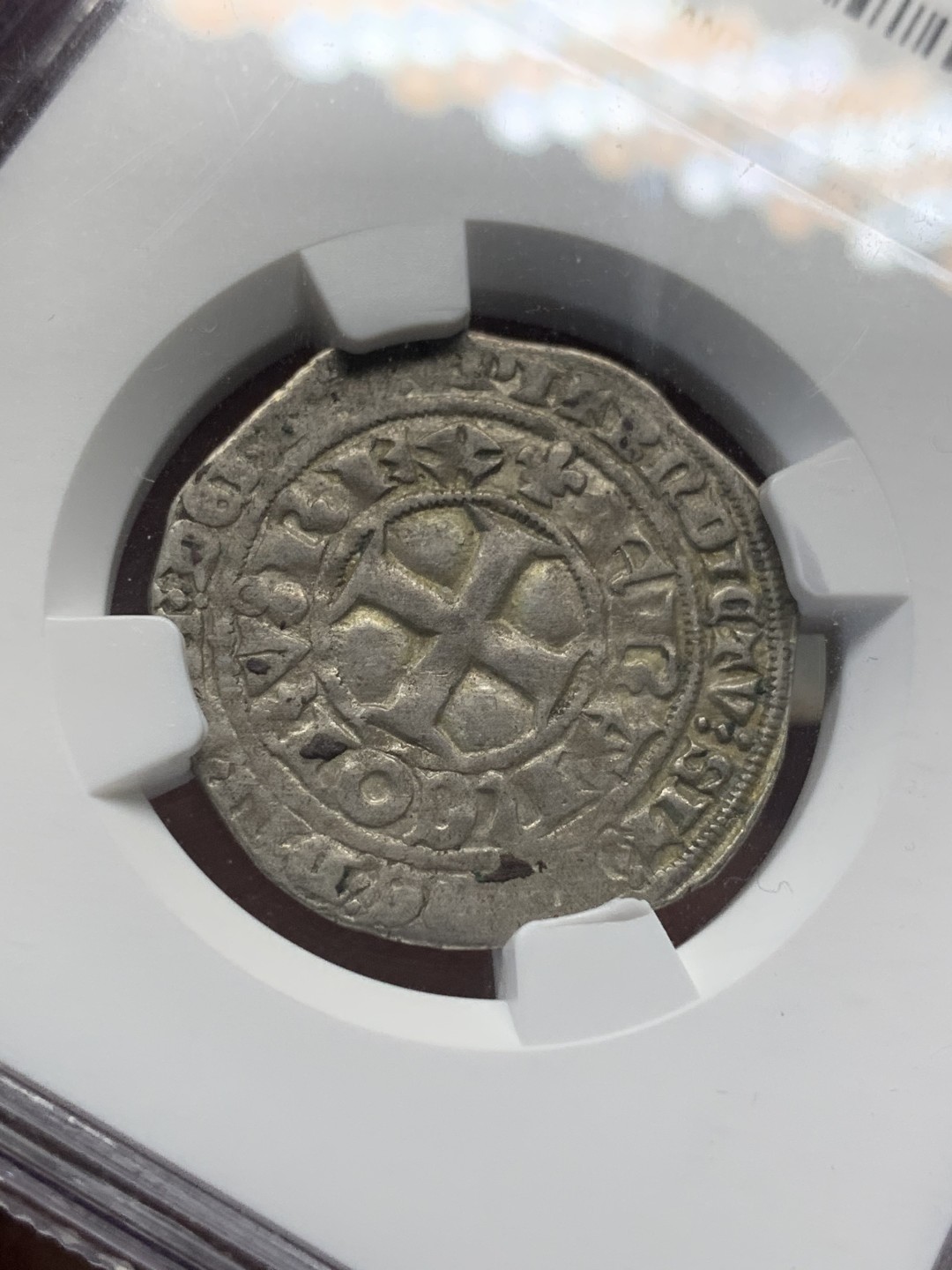 《竞宝斋》第111场-周日，周一 ，2场连拍（全场包邮） NGC XF45 法国 中世纪 1364-80年 查理五世 1B 银币 打制清晰 难得