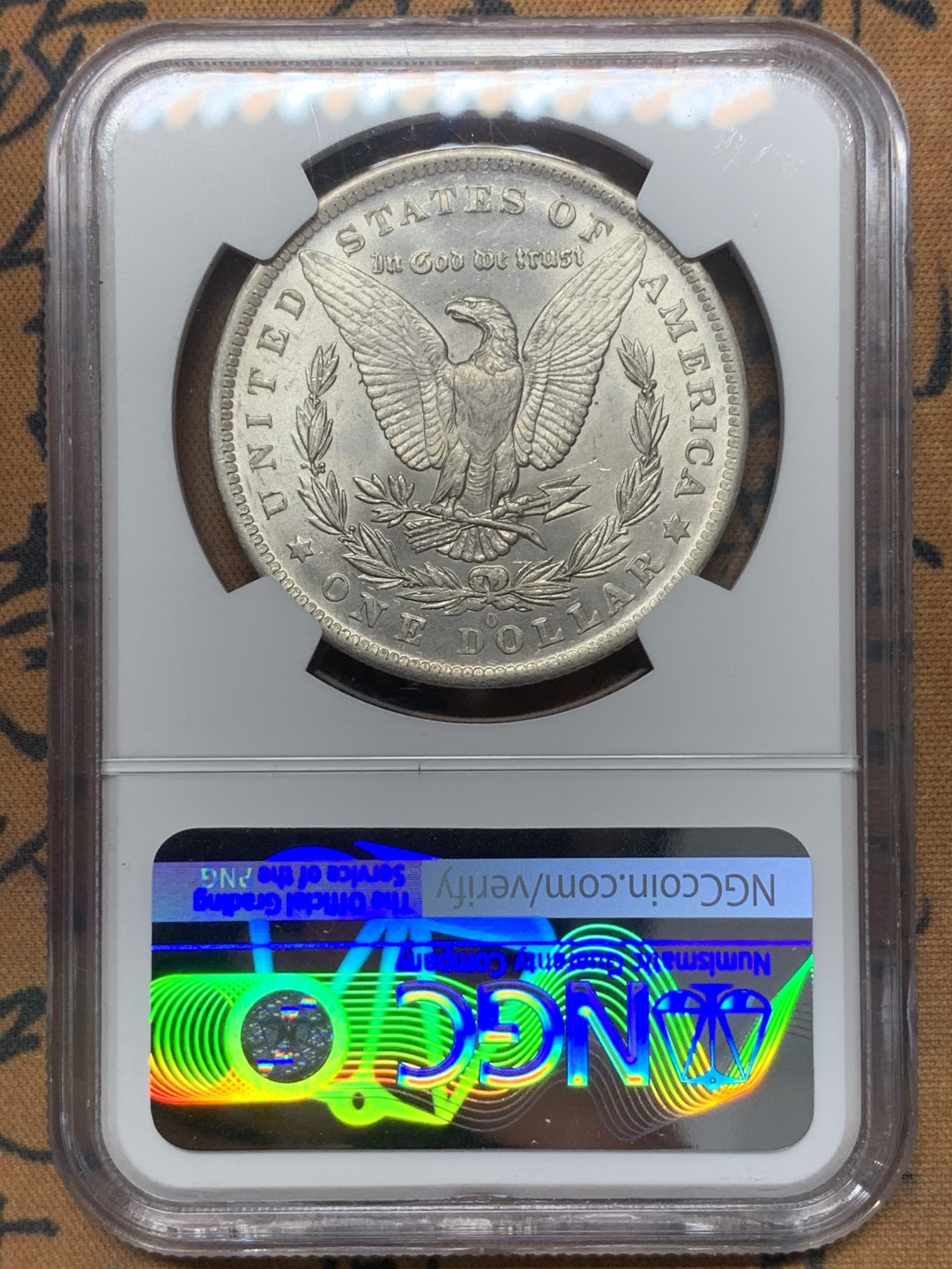 《竞宝斋》第111场-周日，周一 ，2场连拍（全场包邮） NGC-UNC 美国1884-O年 摩根一元大银币 原光好品