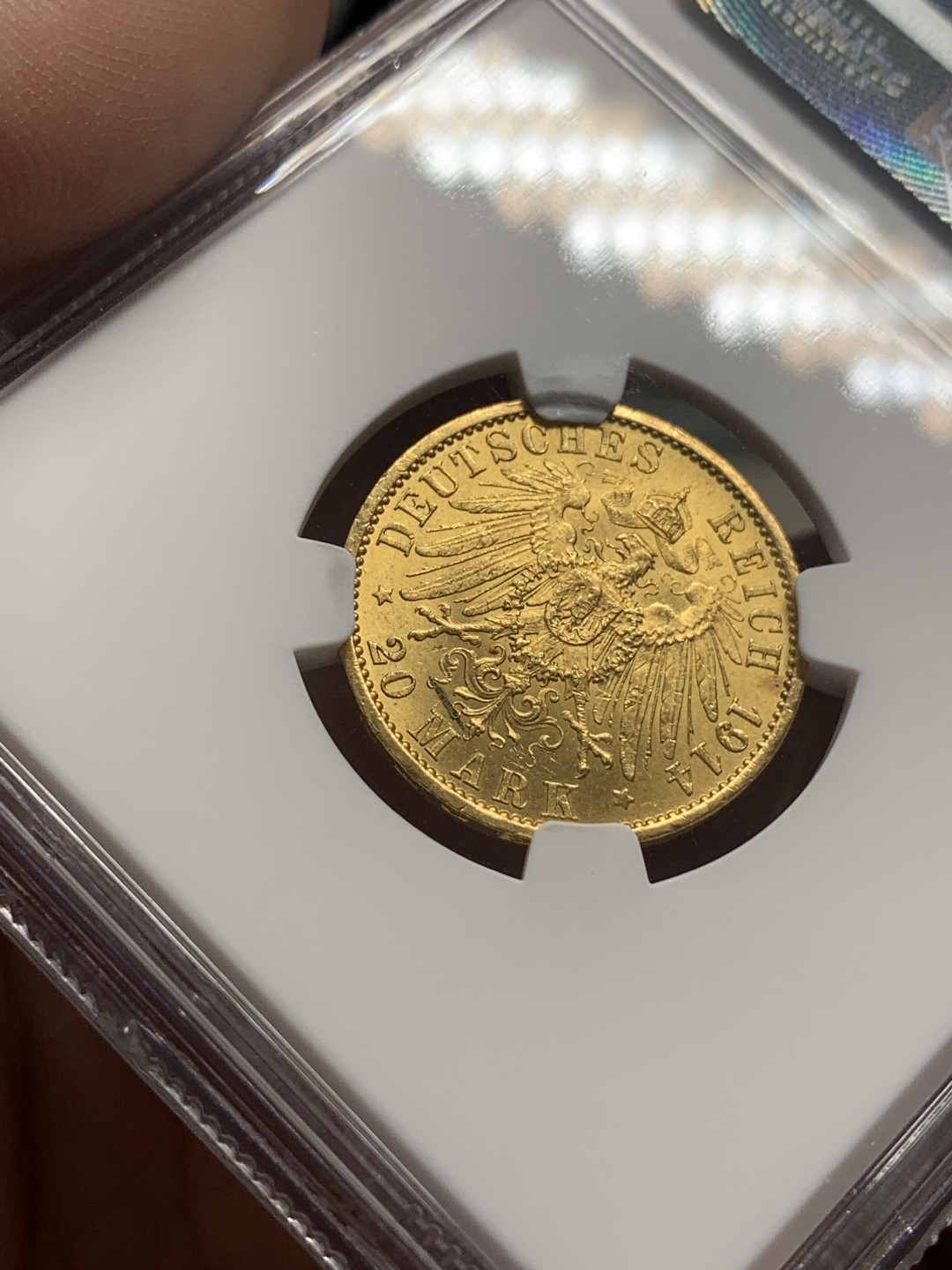 《竞宝斋》第111场-周日，周一 ，2场连拍（全场包邮） NGC-MS64 德国普鲁士1914年20马克金币，威廉二世军装马克配套必备