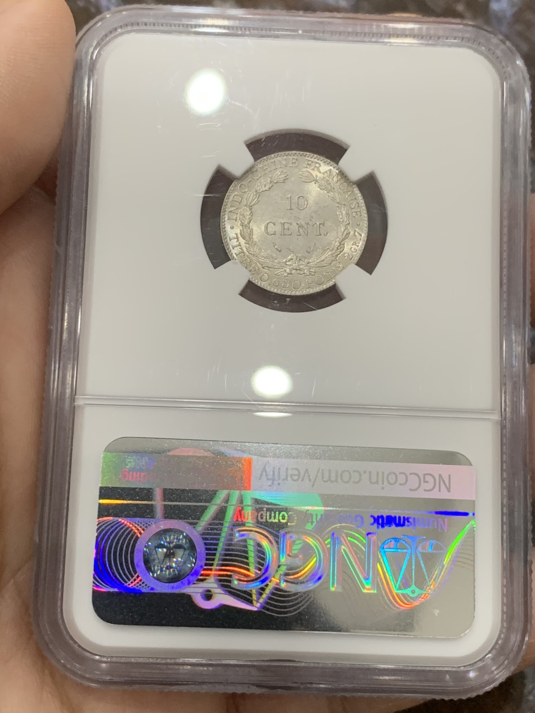 《竞宝斋》第111场-周日，周一 ，2场连拍（全场包邮） NGC MS65 印支 1937年 坐人 10分银币 细节极好 季军分 细节极好 十字转光