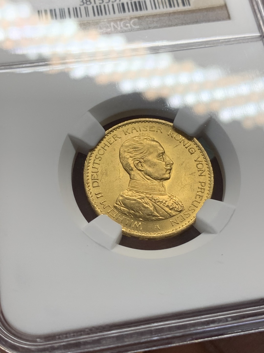 《竞宝斋》第111场-周日，周一 ，2场连拍（全场包邮） NGC-MS64 德国普鲁士1914年20马克金币，威廉二世军装马克配套必备