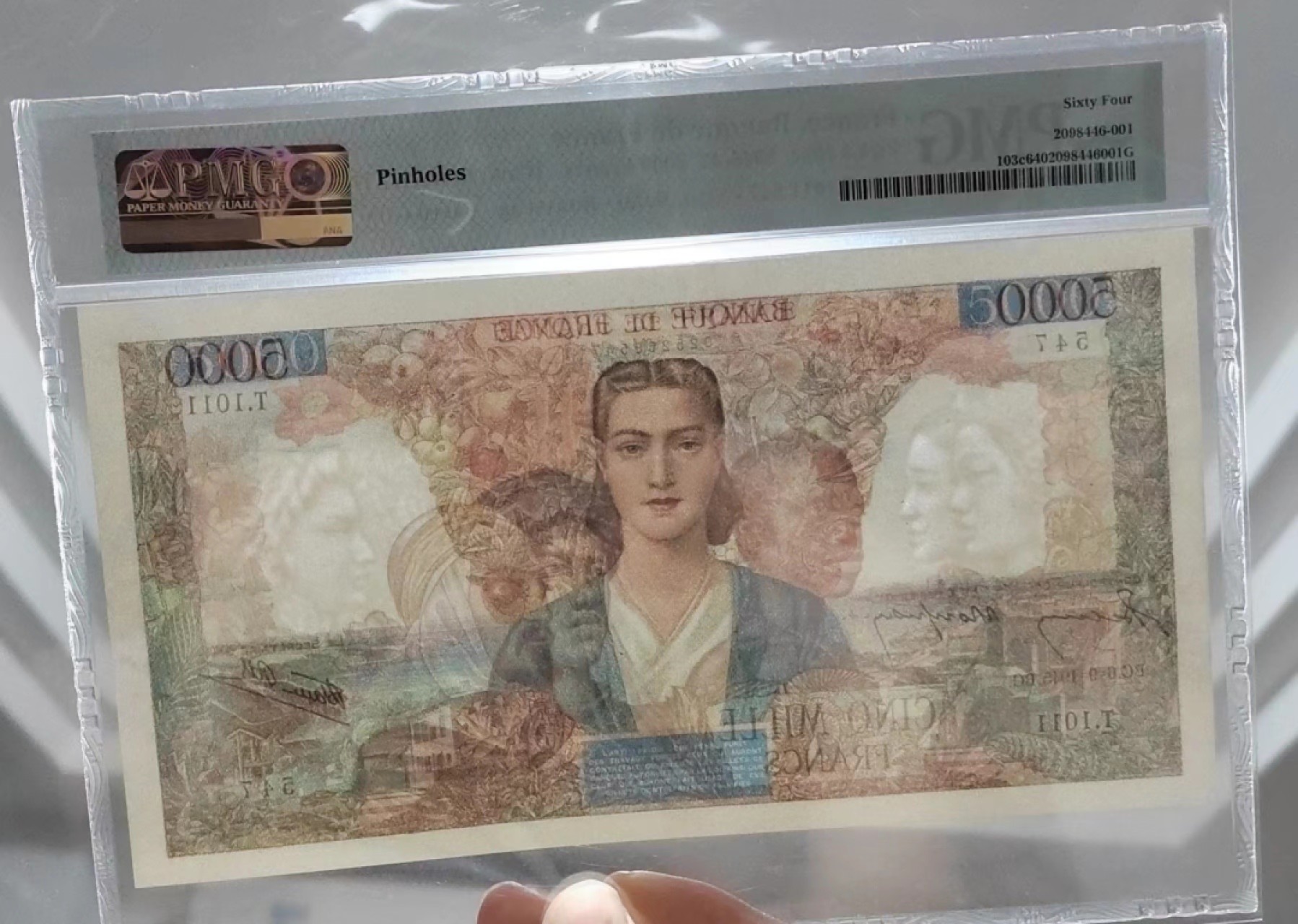 收藏联盟Quantum Auction 第204期拍卖 法国1945年5000法郎 PMG64 大团结 冠军分