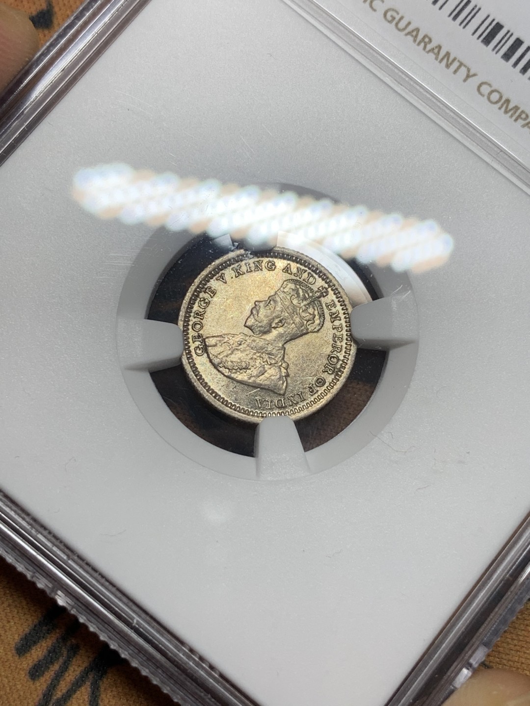 《竞宝斋》第111场-周日，周一 ，2场连拍（全场包邮） NGC MS62 1935 英属海峡5分  银币 品相非常好