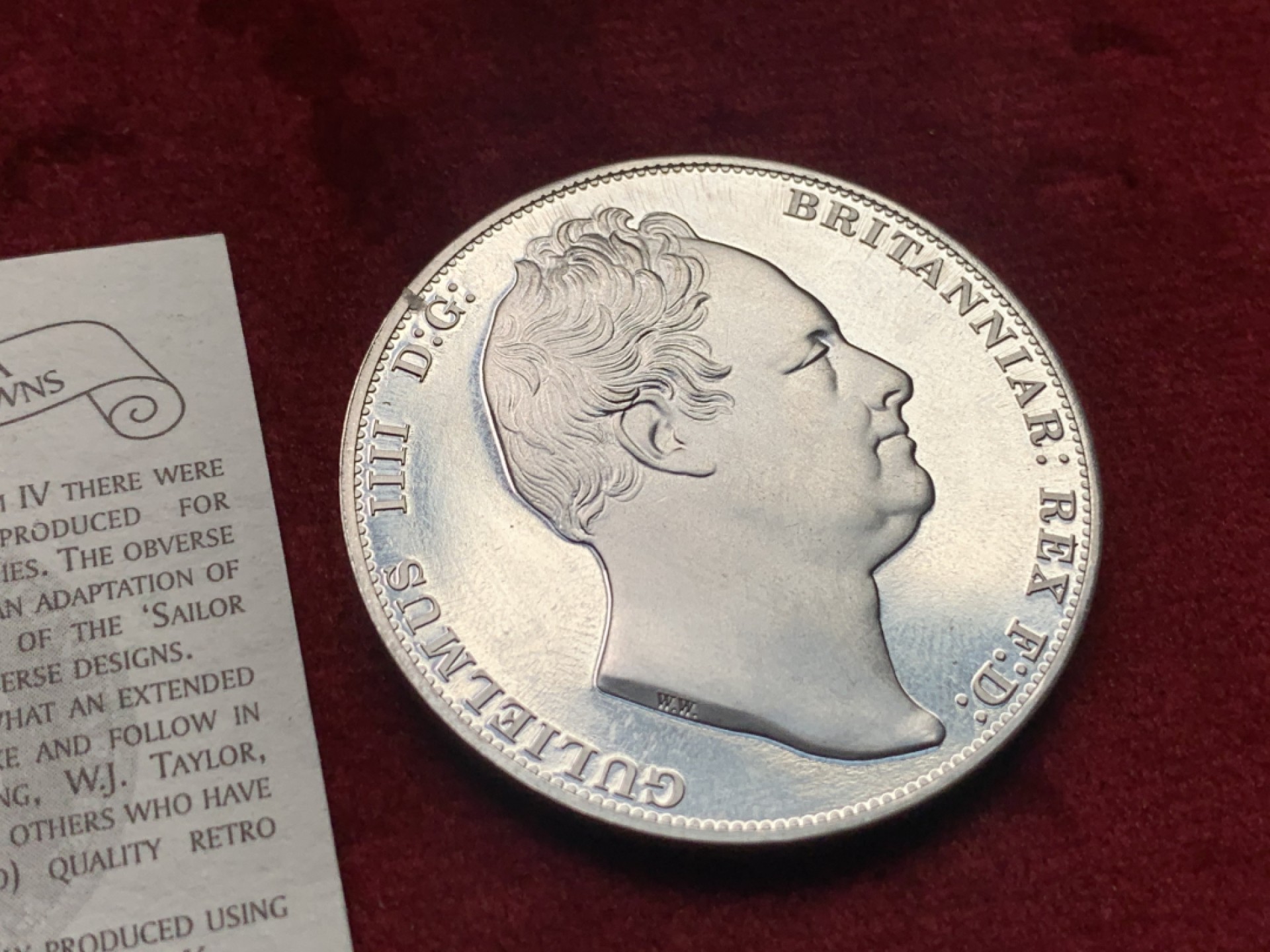 《竞宝斋》第111场-周日，周一 ，2场连拍（全场包邮） 英国后铸1836年威廉四世1克朗，铝制版本，带证书