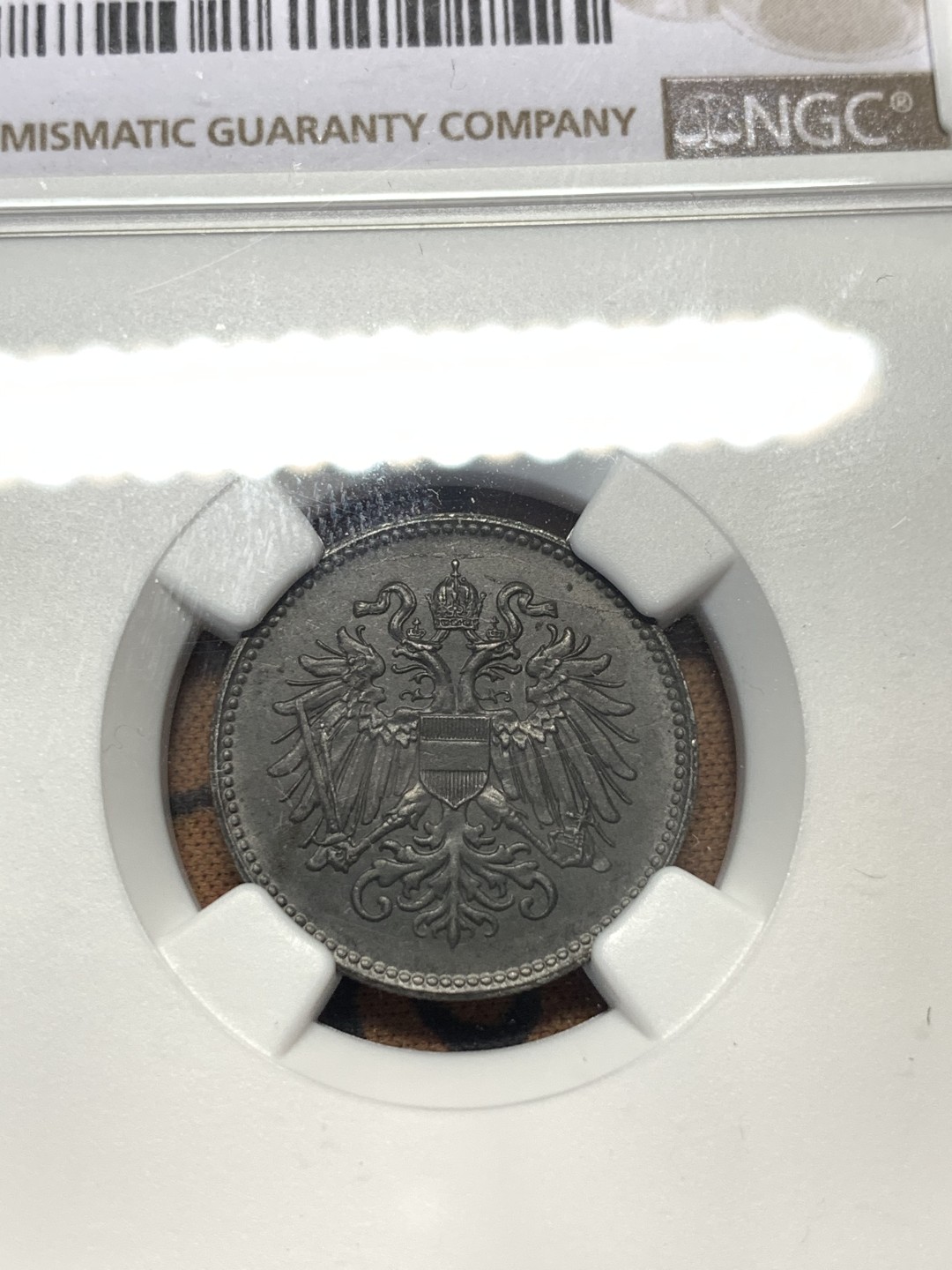 《竞宝斋》第111场-周日，周一 ，2场连拍（全场包邮） NGC-MS62 奥匈帝国 奥地利1918年 20赫勒铁币