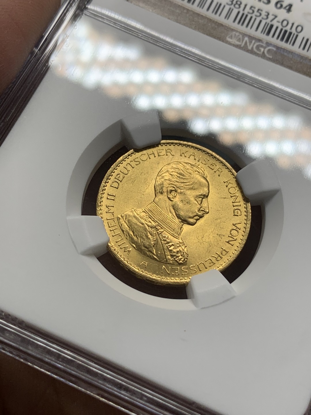《竞宝斋》第111场-周日，周一 ，2场连拍（全场包邮） NGC-MS64 德国普鲁士1914年20马克金币，威廉二世军装马克配套必备