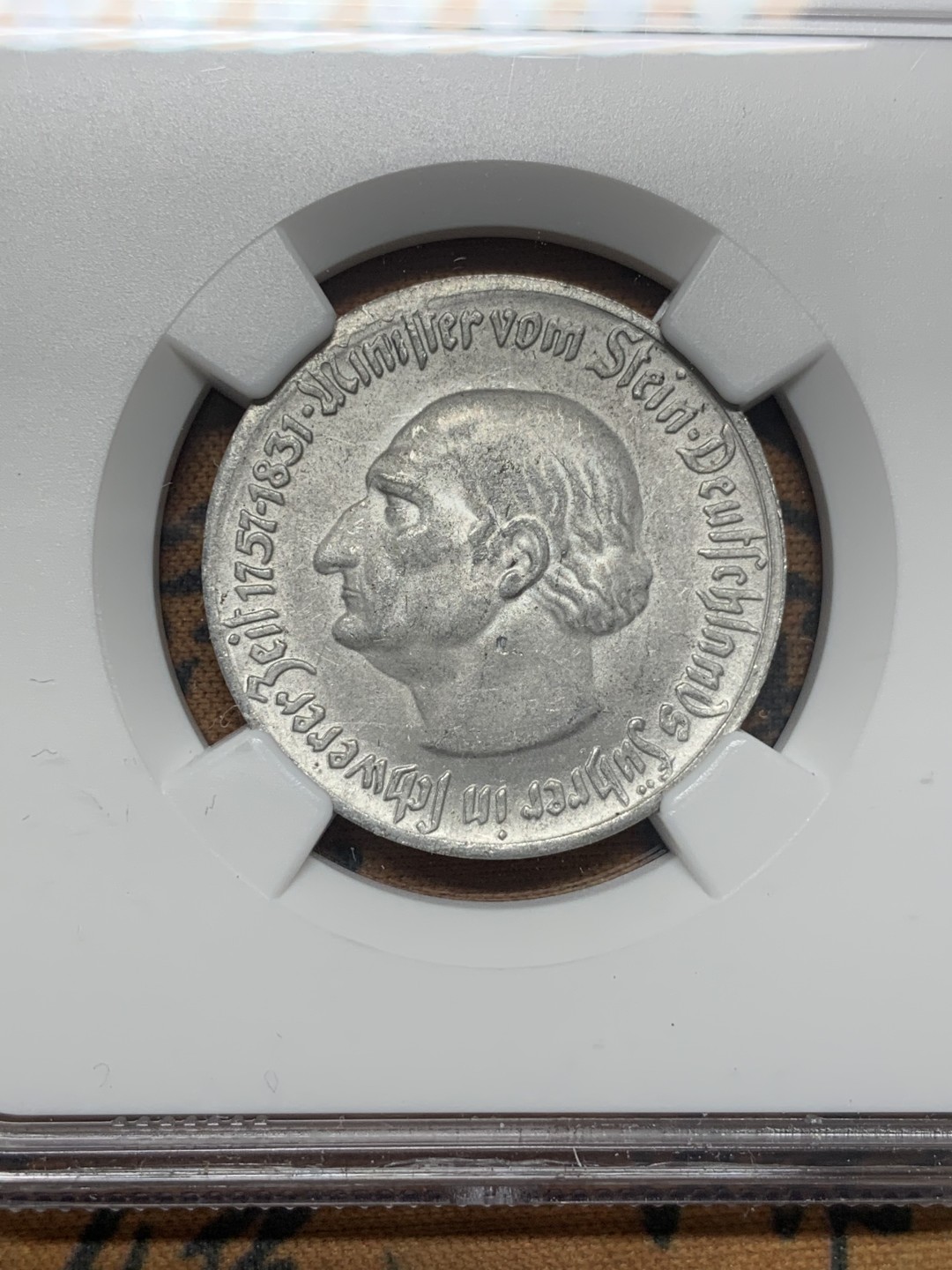 《竞宝斋》第111场-周日，周一 ，2场连拍（全场包邮） NGC-MS63 德国魏玛1921年 1马克大马币 铝制