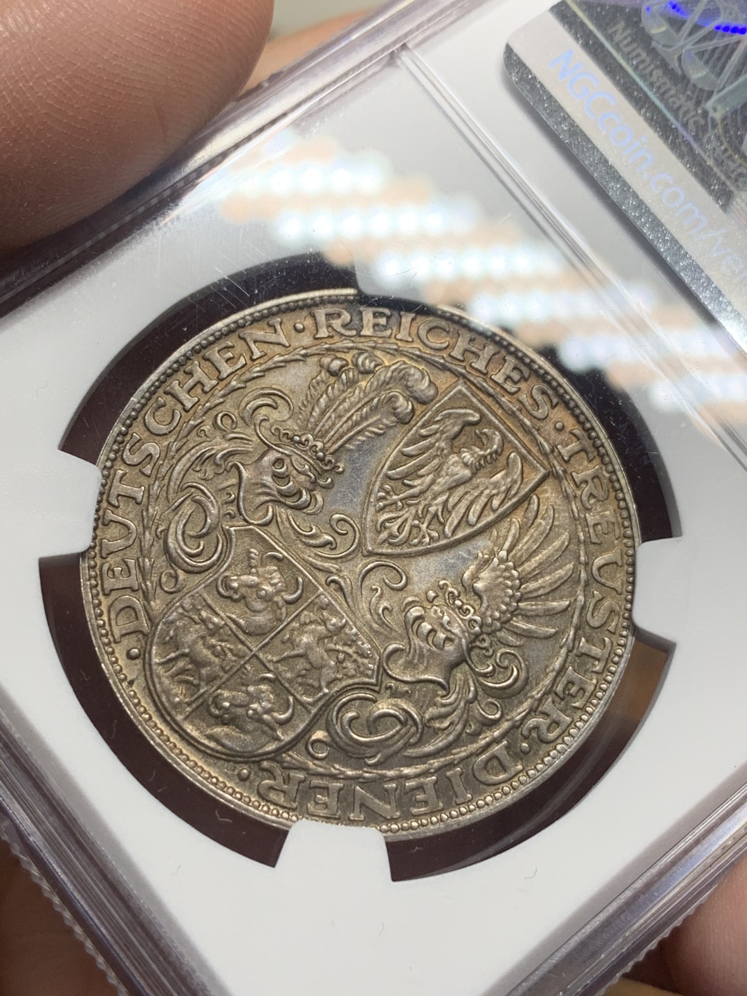 《竞宝斋》第111场-周日，周一 ，2场连拍（全场包邮） NGC MS62德国1927年哥茨设计兴登堡总统80大寿5马克币章