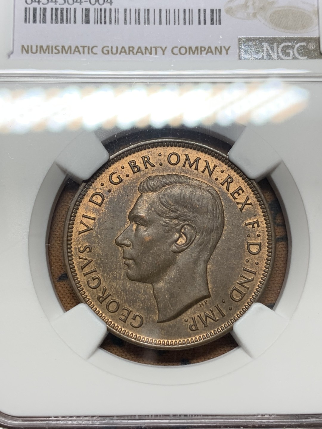 《竞宝斋》第111场-周日，周一 ，2场连拍（全场包邮） NGC-MS62 英国 1937年 乔治六世 1便士铜币 登基年份