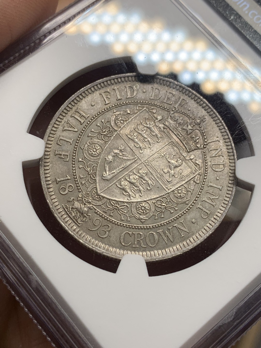 《竞宝斋》第111场-周日，周一 ，2场连拍（全场包邮） NGC MS63 英国 1893年 维多利亚 批纱版 半克朗 银币 细节好，底光也好