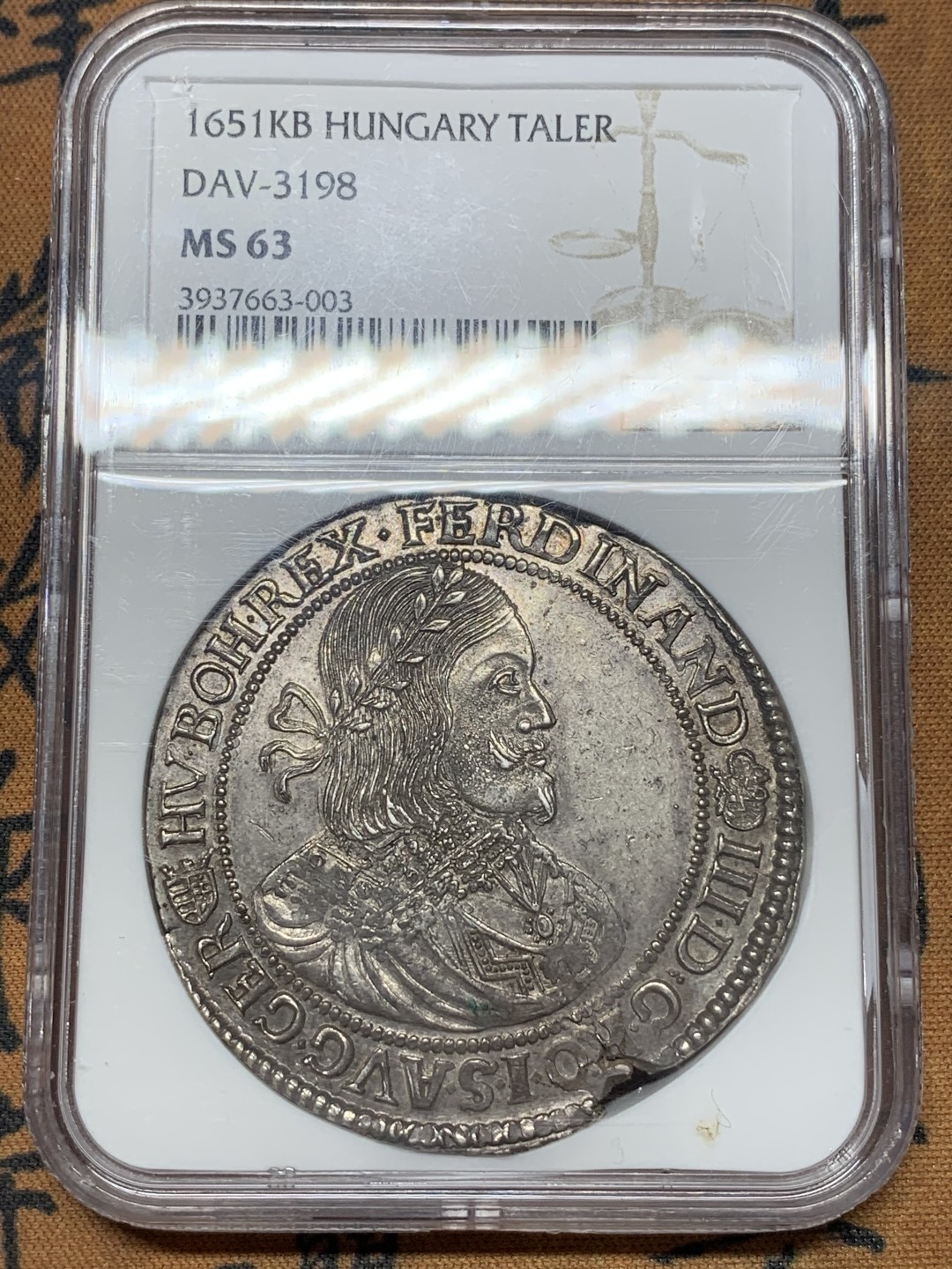 《竞宝斋》第111场-周日，周一 ，2场连拍（全场包邮） NGC MS63 神圣罗马帝国 哈布斯堡 1651年 斐迪南三世 泰勒大银币 将近400年的岁月不曾留下痕迹 极为难得