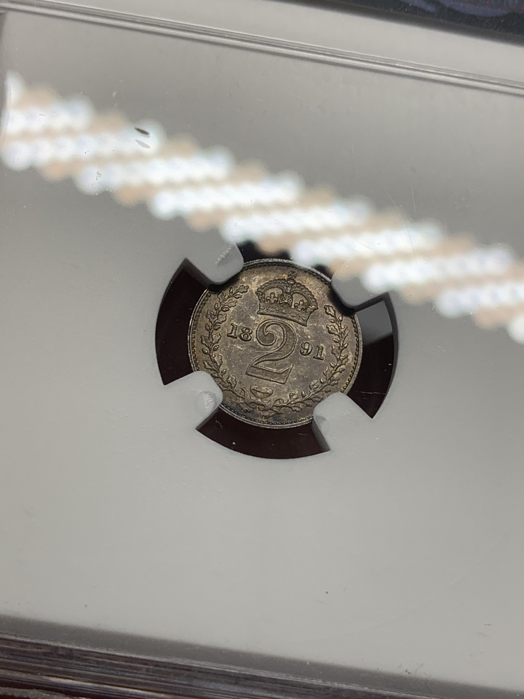 《竞宝斋》第111场-周日，周一 ，2场连拍（全场包邮） NGC MS63-64，UNC 英国 1891年维多利亚女王濯足银币一套 全五彩包浆 1P瑕疵肉眼几乎不可见