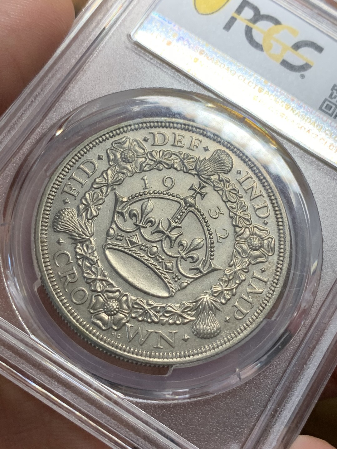 《竞宝斋》第112场-周日，周一 ，2场连拍（全场包邮） PCGS-MS62英国1932年乔五花冠克朗 R级珍惜度 资料显示发行量2395枚 2021同分外拍已接近八千人民币  少见年份