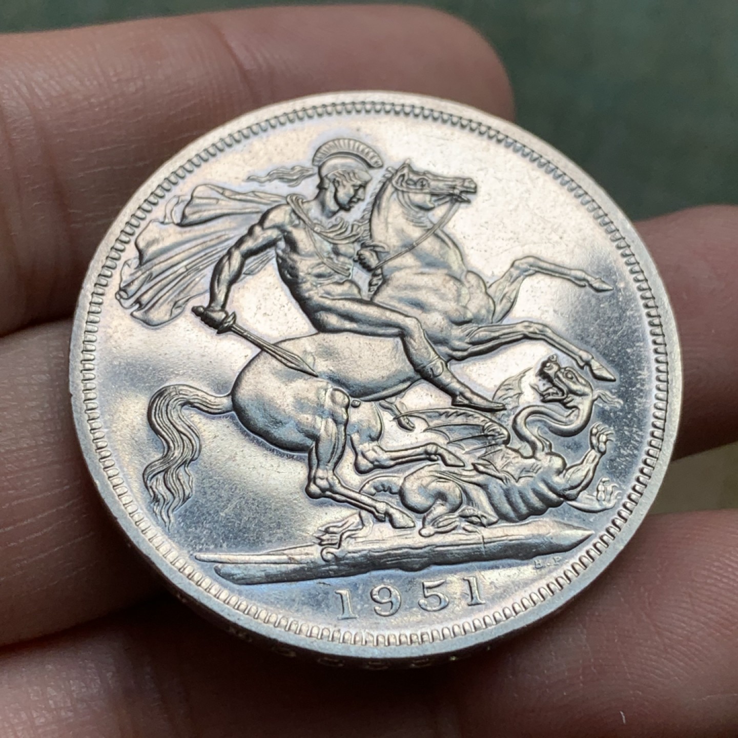 《竞宝斋》第112场-周日，周一 ，2场连拍（全场包邮） 英国 1951年 乔治六世 最后的马剑 克朗镍马剑 红盒带证书