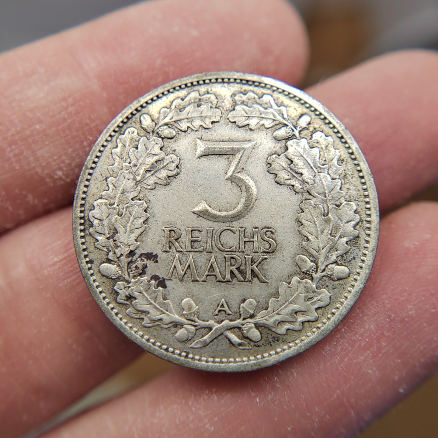 王之爱好～外国钱币 1925年，3马克，德国魏玛银币