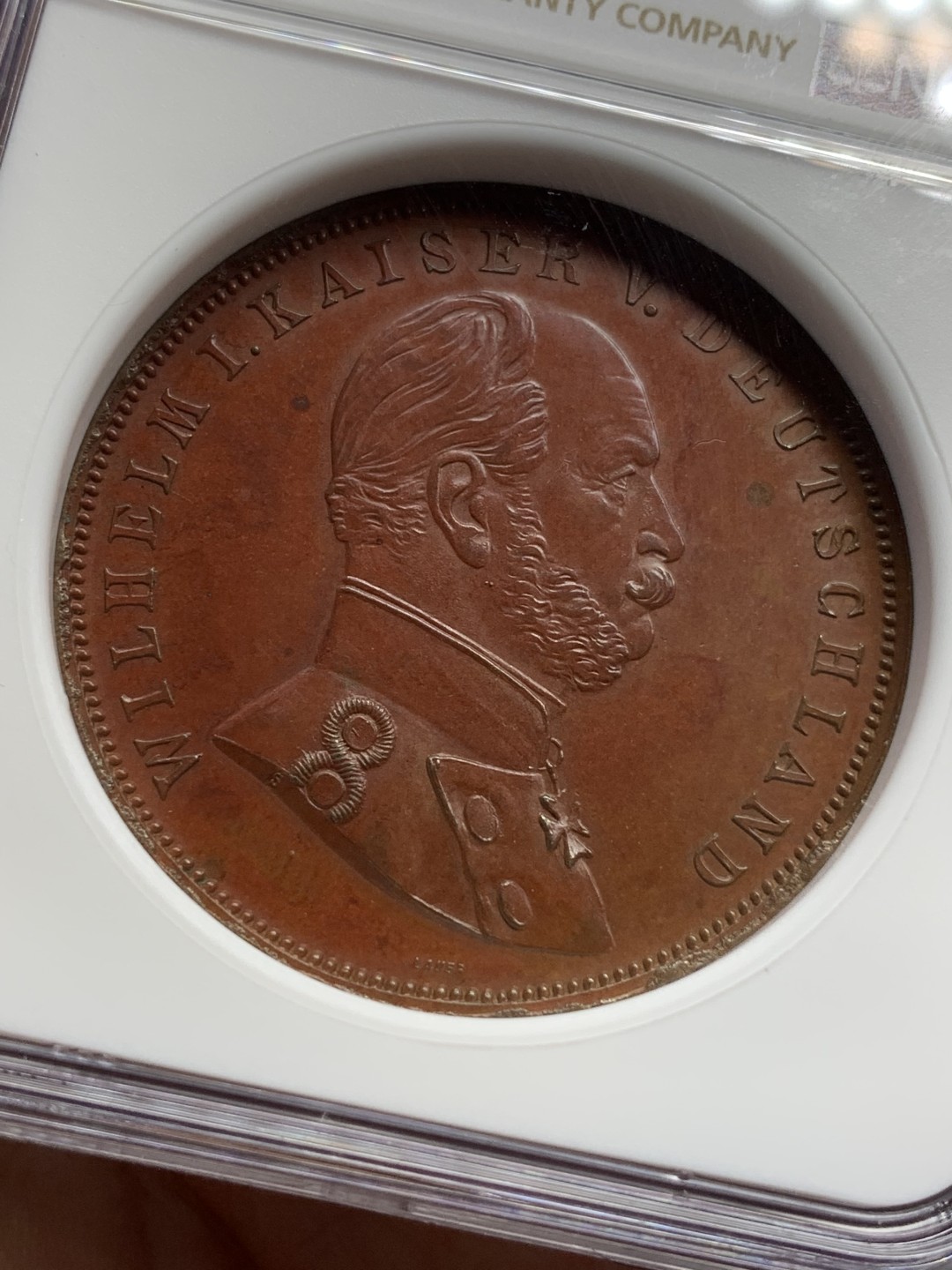 《竞宝斋》第112场-周日，周一 ，2场连拍（全场包邮） NGC MS62BN 德国1884玛丽恩堡落成纪念城市景观铜章 加厚盒子