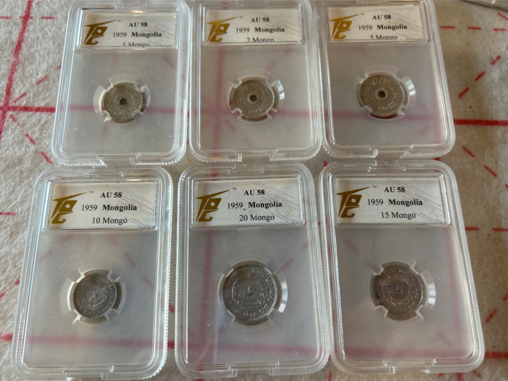 收藏联盟Quantum Auction 第203期拍卖 硬币场 1959年蒙古 流通套币 一套6枚大全 中国代造 TQG评级