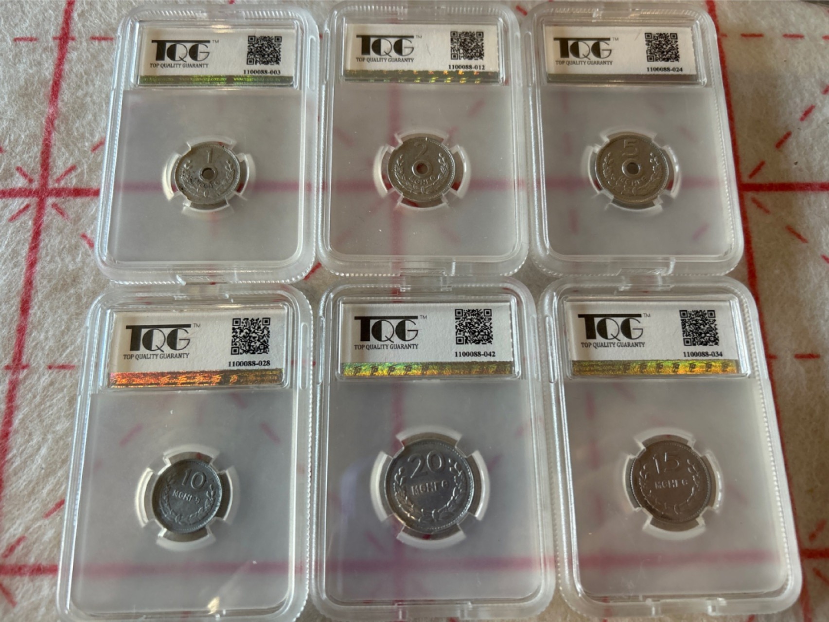 收藏联盟Quantum Auction 第203期拍卖 硬币场 1959年蒙古 流通套币 一套6枚大全 中国代造 TQG评级