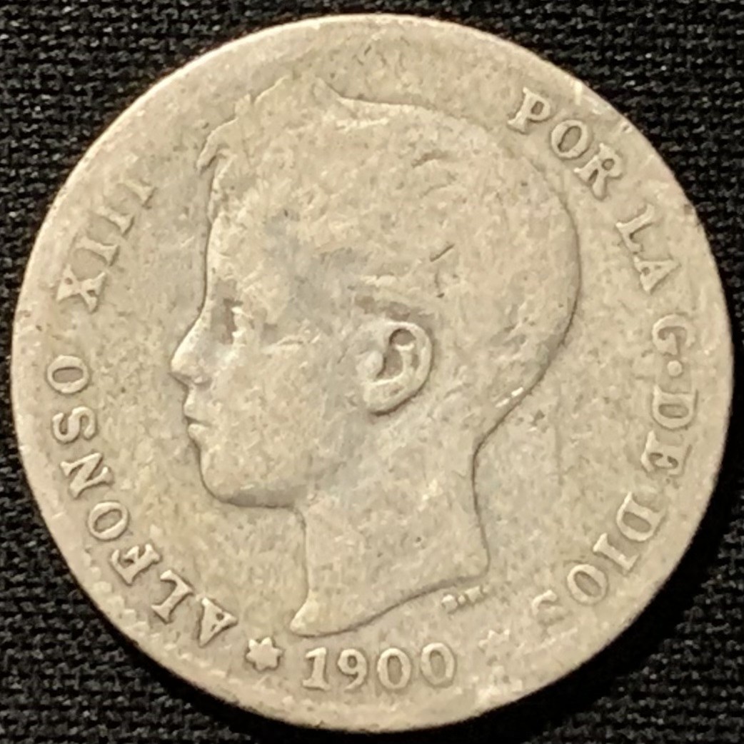 紫瑗钱币——第251期拍卖 西班牙 1900年 阿方索十三世 1比塞塔 5克 0.835银