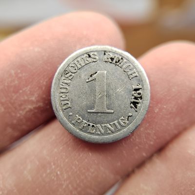 王之爱好～外国钱币 - 1917年，1芬尼，德国铝币