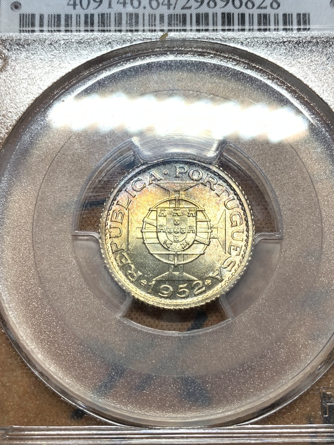 《竞宝斋》第112场-周日，周一 ，2场连拍（全场包邮） PCGS MS64 马德和 名家旧藏 澳门1952 一元银币氧化五彩包浆