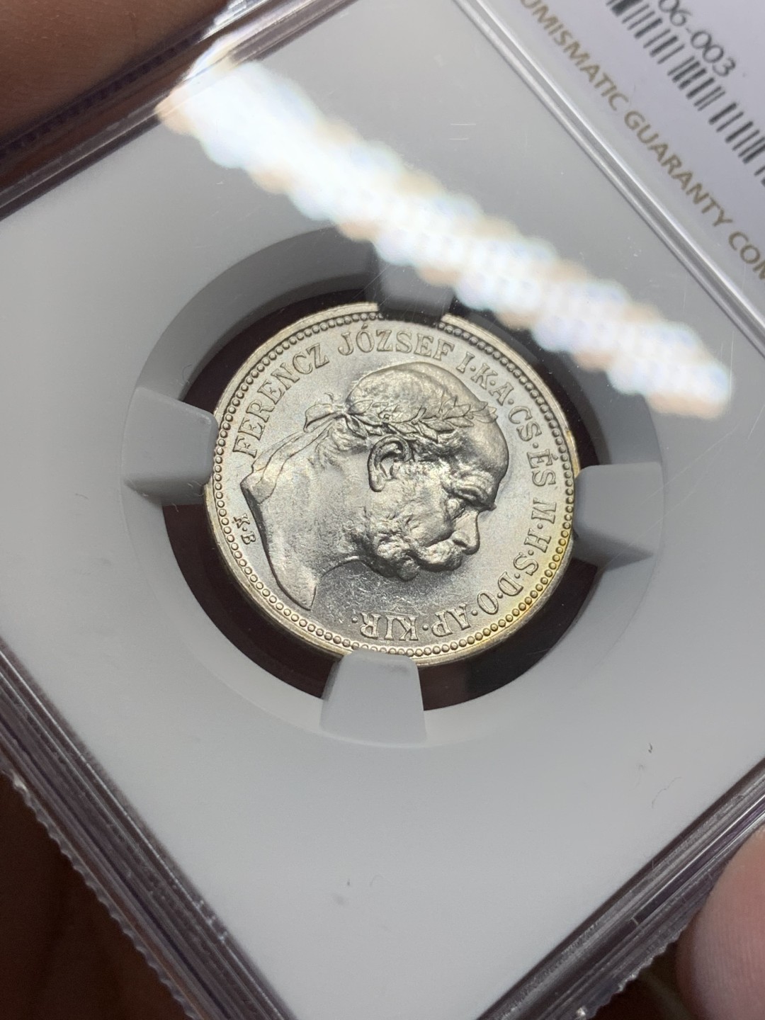 《竞宝斋》第112场-周日，周一 ，2场连拍（全场包邮） NGC-MS61 匈牙利1915年 天使1克朗银币 平时见到的都是奥地利的克朗， 匈牙利稀少