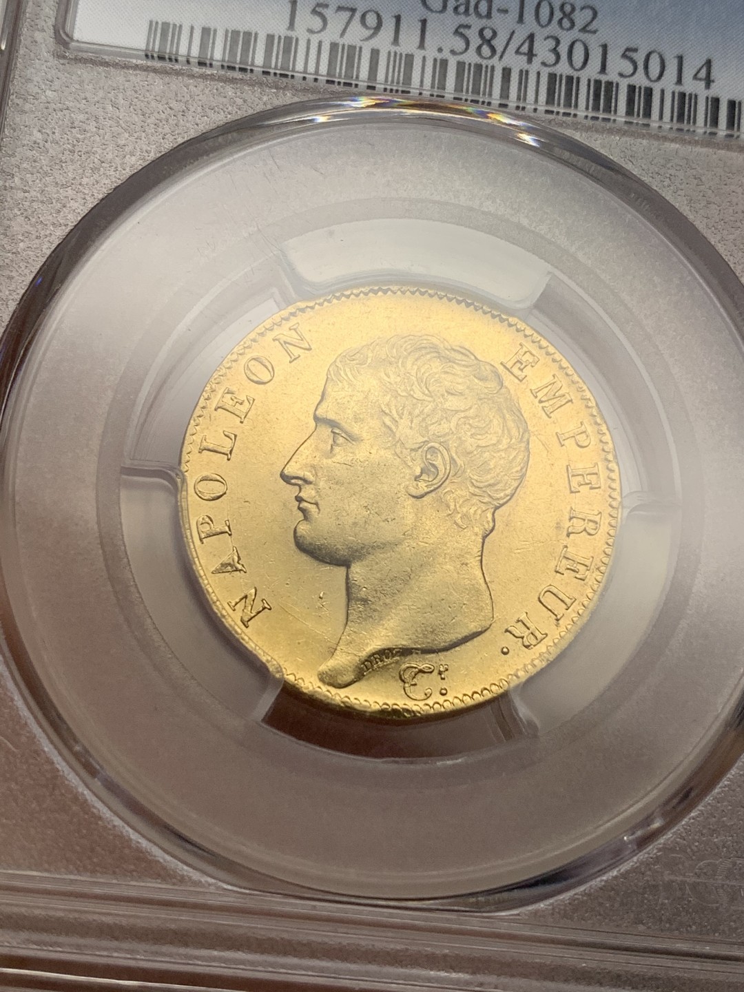 《竞宝斋》第112场-周日，周一 ，2场连拍（全场包邮） PCGS-AU58 法国1806年拿破仑一世40法郎金币，少见无桂枝版