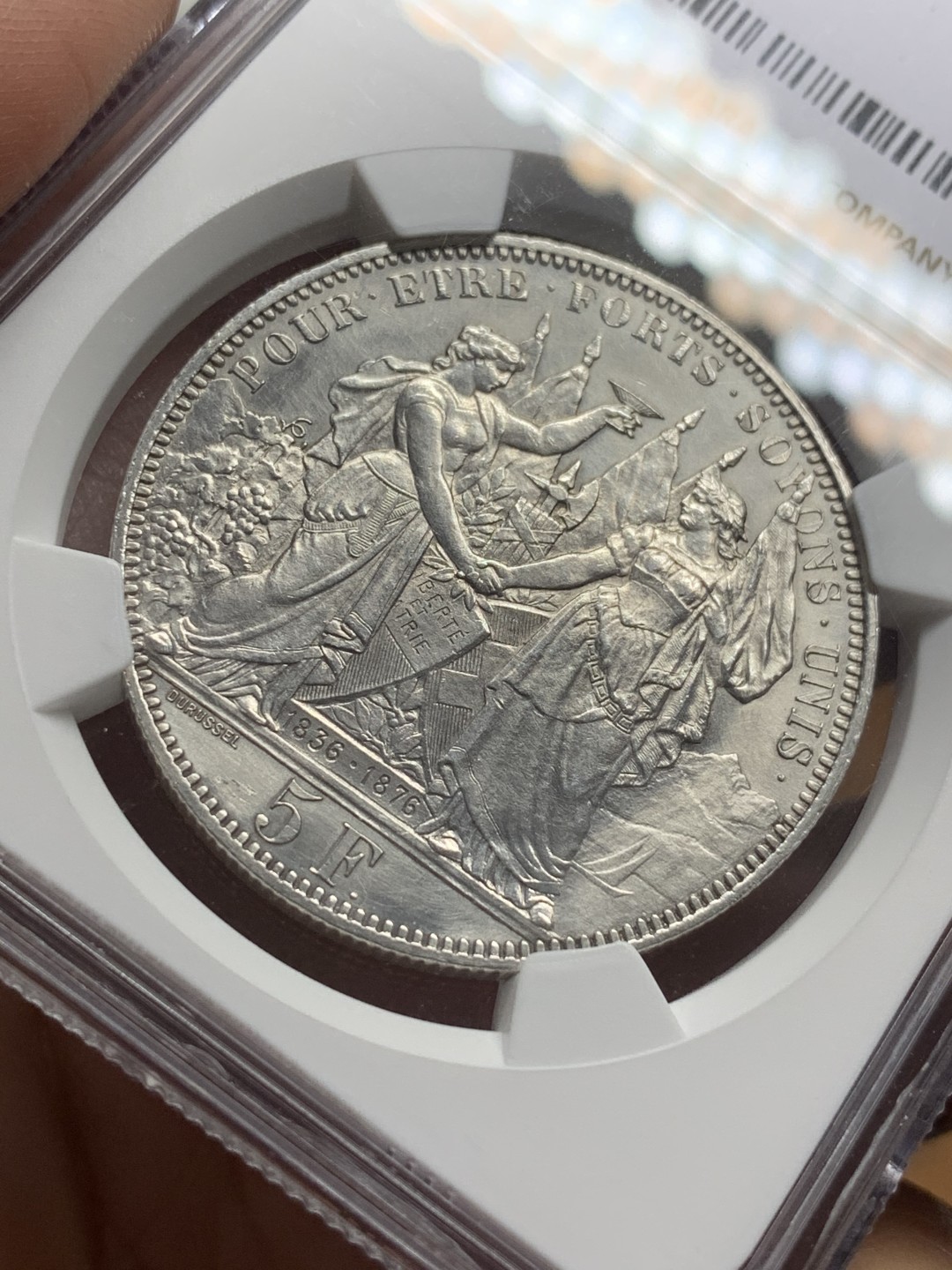 《竞宝斋》第112场-周日，周一 ，2场连拍（全场包邮） NGC UNC 瑞士 洛桑射击节 5法郎 银币 发行量2W 枚 底板好 整体无磨损