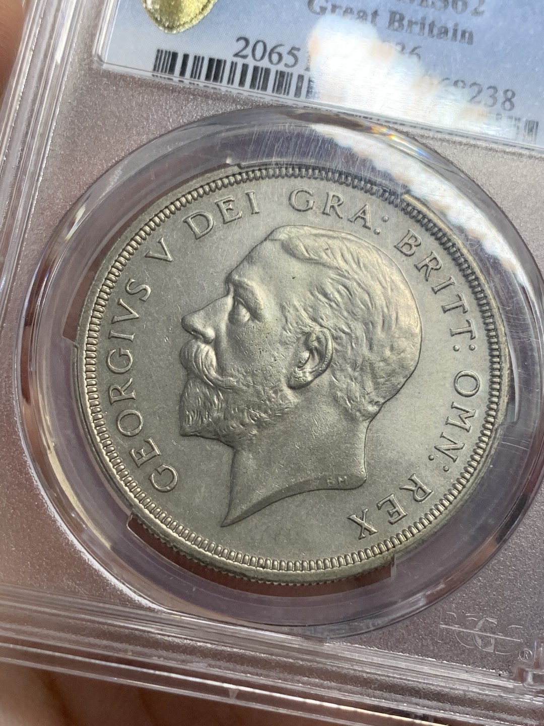 《竞宝斋》第112场-周日，周一 ，2场连拍（全场包邮） PCGS-MS62英国1932年乔五花冠克朗 R级珍惜度 资料显示发行量2395枚 2021同分外拍已接近八千人民币  少见年份