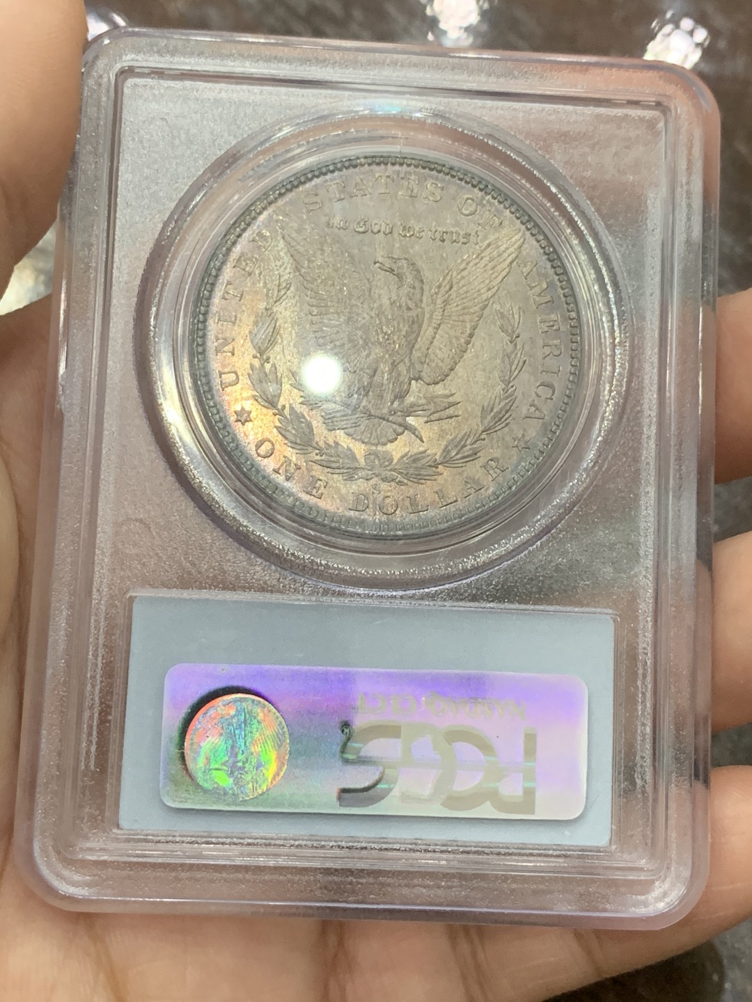 《竞宝斋》第112场-周日，周一 ，2场连拍（全场包邮） PCGS MS65 美国 1880年S版 摩根银元 灰彩包浆 很是漂亮