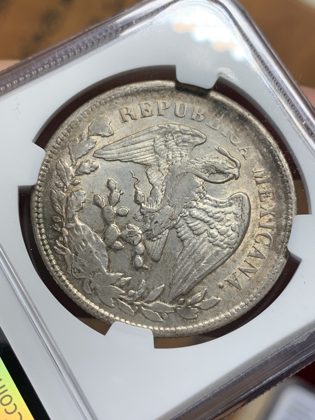 《竞宝斋》第112场-周日，周一 ，2场连拍（全场包邮） NGC-AU58 墨西哥1900年ZS 直边鹰洋 1比索大银币 