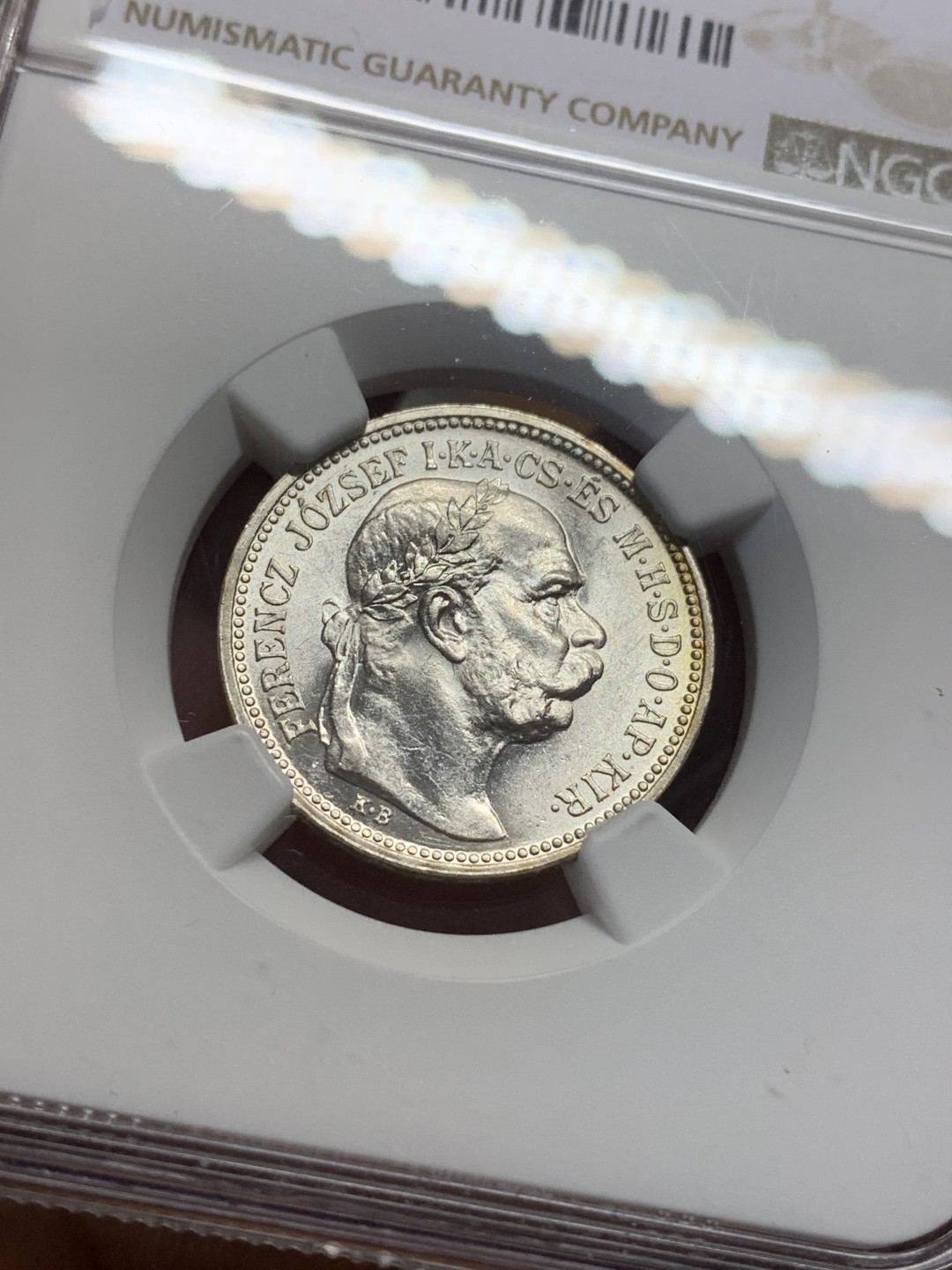 《竞宝斋》第112场-周日，周一 ，2场连拍（全场包邮） NGC-MS61 匈牙利1915年 天使1克朗银币 平时见到的都是奥地利的克朗， 匈牙利稀少
