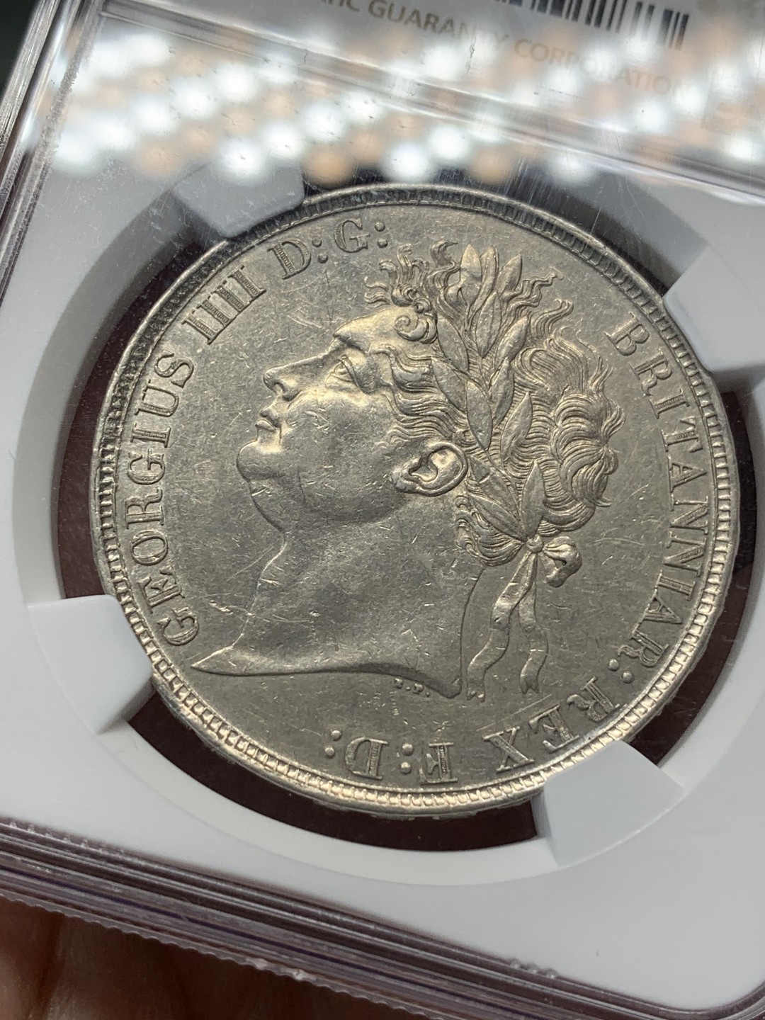 《竞宝斋》第112场-周日，周一 ，2场连拍（全场包邮） NGC AU55 英国乔治四世1822 马剑克朗 Tertio边铭比1821少一个数量级