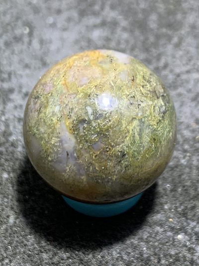 精美绿草花纹玛瑙圆珠一颗！ - 精美绿草花纹玛瑙圆珠一颗！
