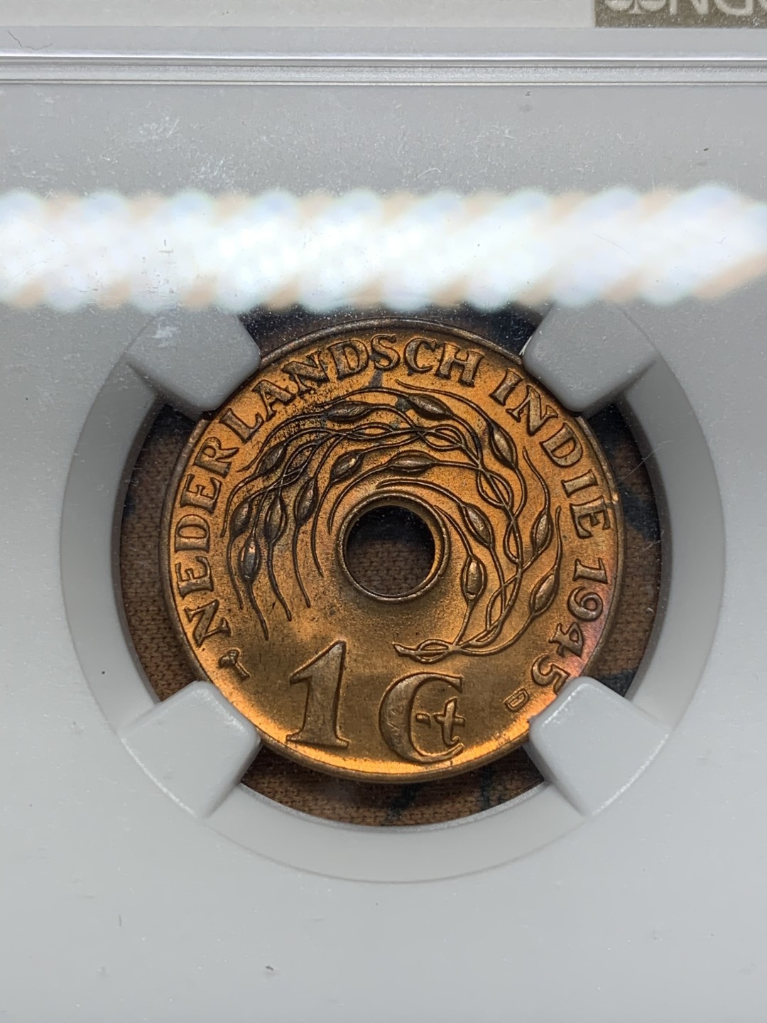 《竞宝斋》第112场-周日，周一 ，2场连拍（全场包邮） NGC-MS63RB 荷属东印度1945年D版1分铜币 荷属东印度系列 高分辅币 适合凑套 D版少见