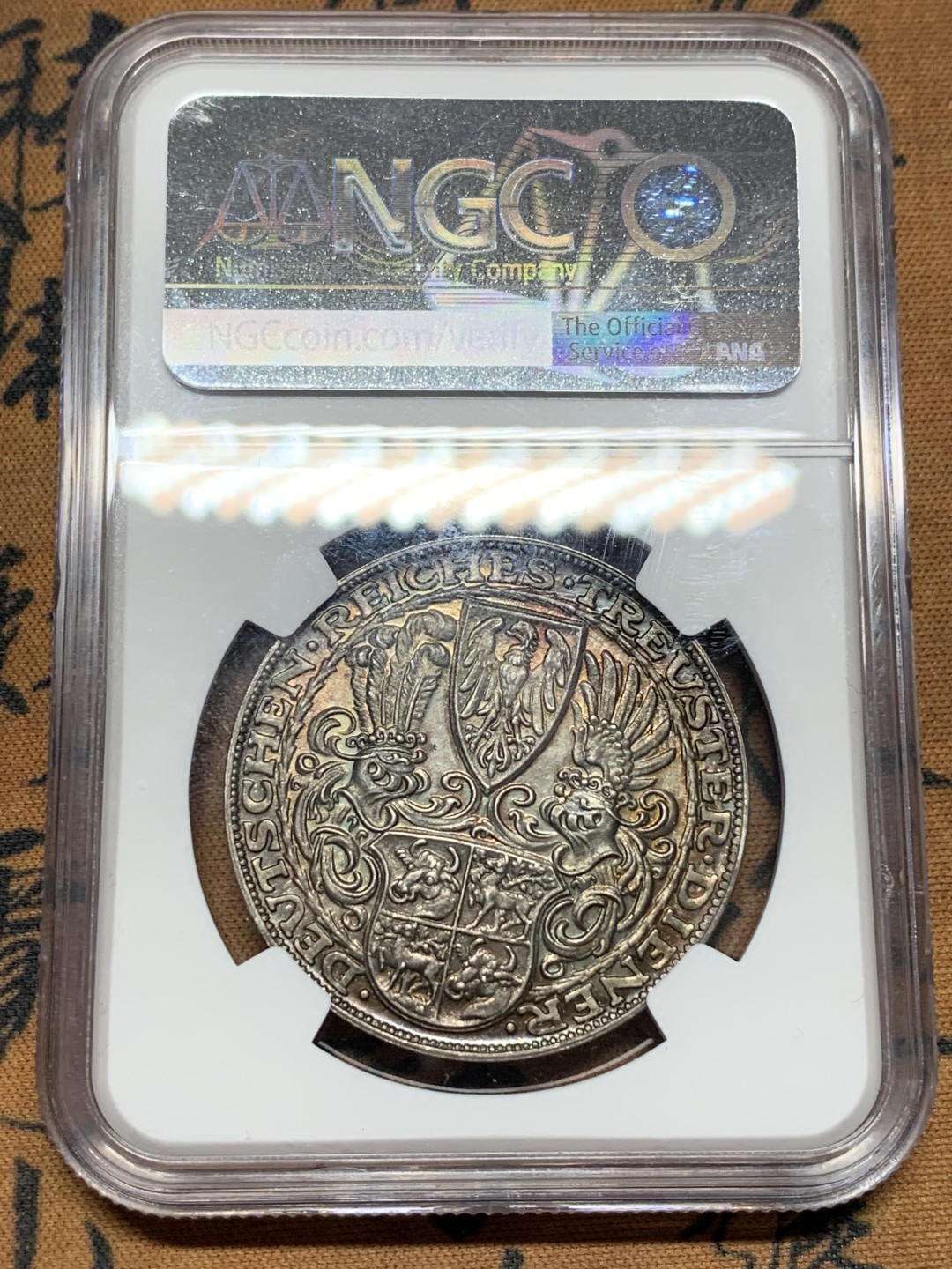 《竞宝斋》第112场-周日，周一 ，2场连拍（全场包邮） NGC-MS63 德国1927年兴登堡80大寿银章 深彩包浆 厚重而美丽