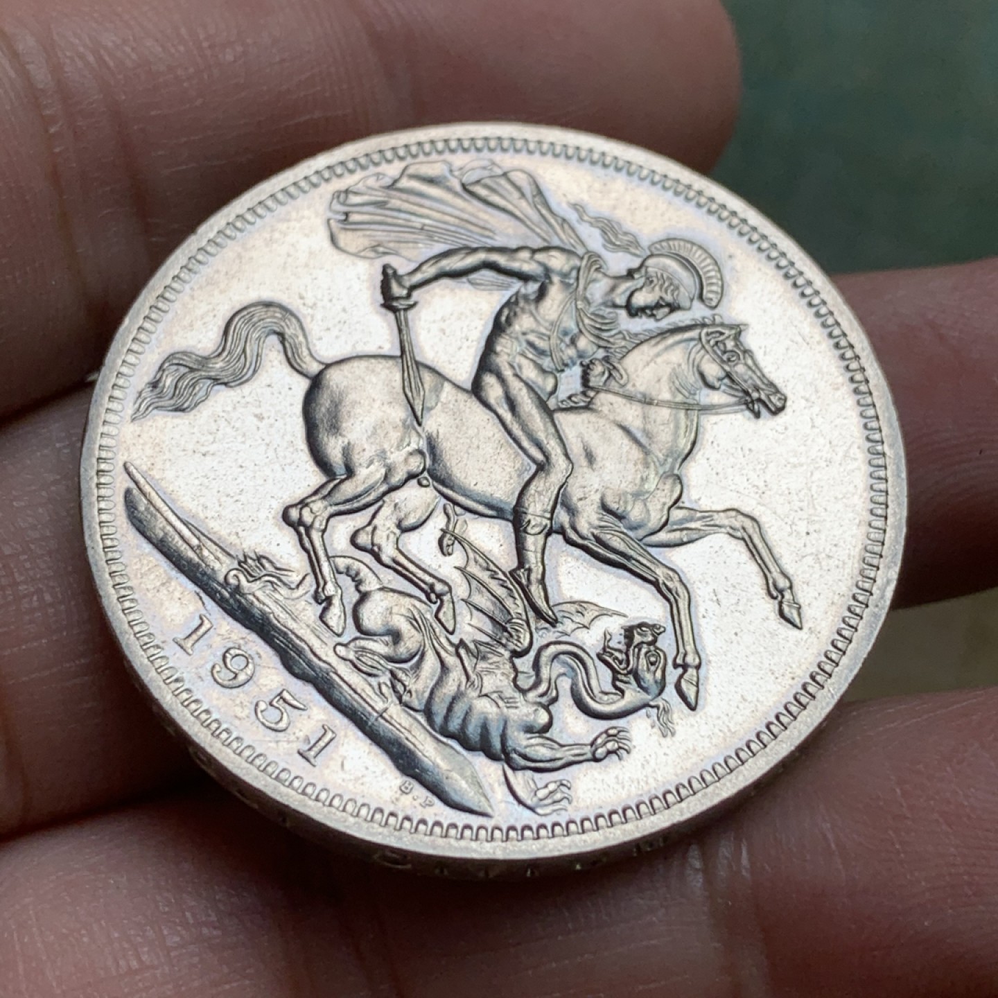 《竞宝斋》第112场-周日，周一 ，2场连拍（全场包邮） 英国 1951年 乔治六世 最后的马剑 克朗镍马剑 红盒带证书