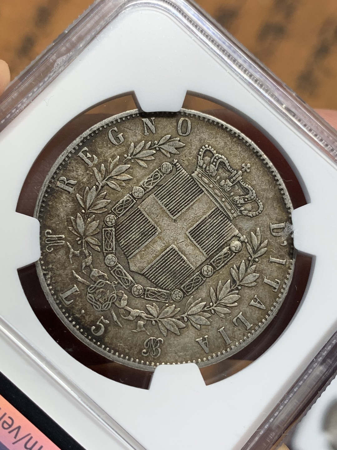 《竞宝斋》第112场-周日，周一 ，2场连拍（全场包邮） NGC-XF45 意大利1872年 艾曼纽尔二世 5里拉大银币 原味好品