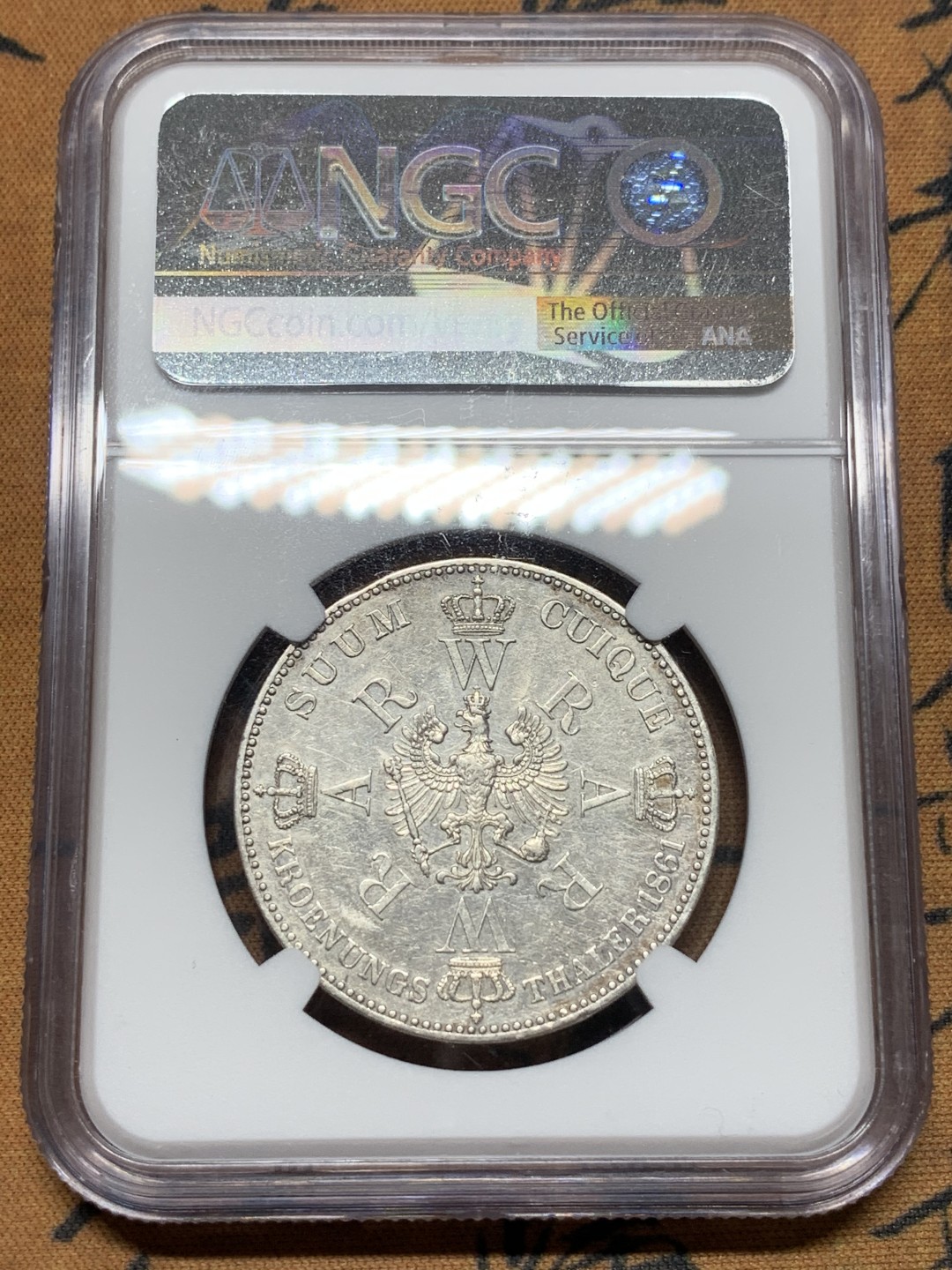 《竞宝斋》第112场-周日，周一 ，2场连拍（全场包邮） NGC-AUD  德国  1861  1泰勒  毛衣泰勒银币