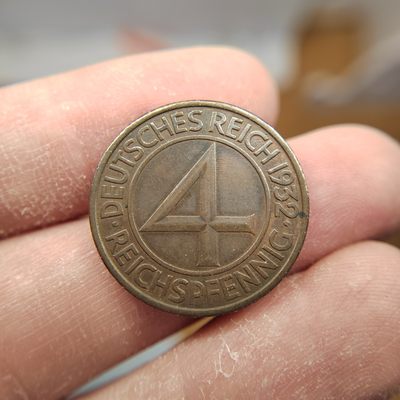 王之爱好～外国钱币 - 1932年，4芬尼，德国铜币