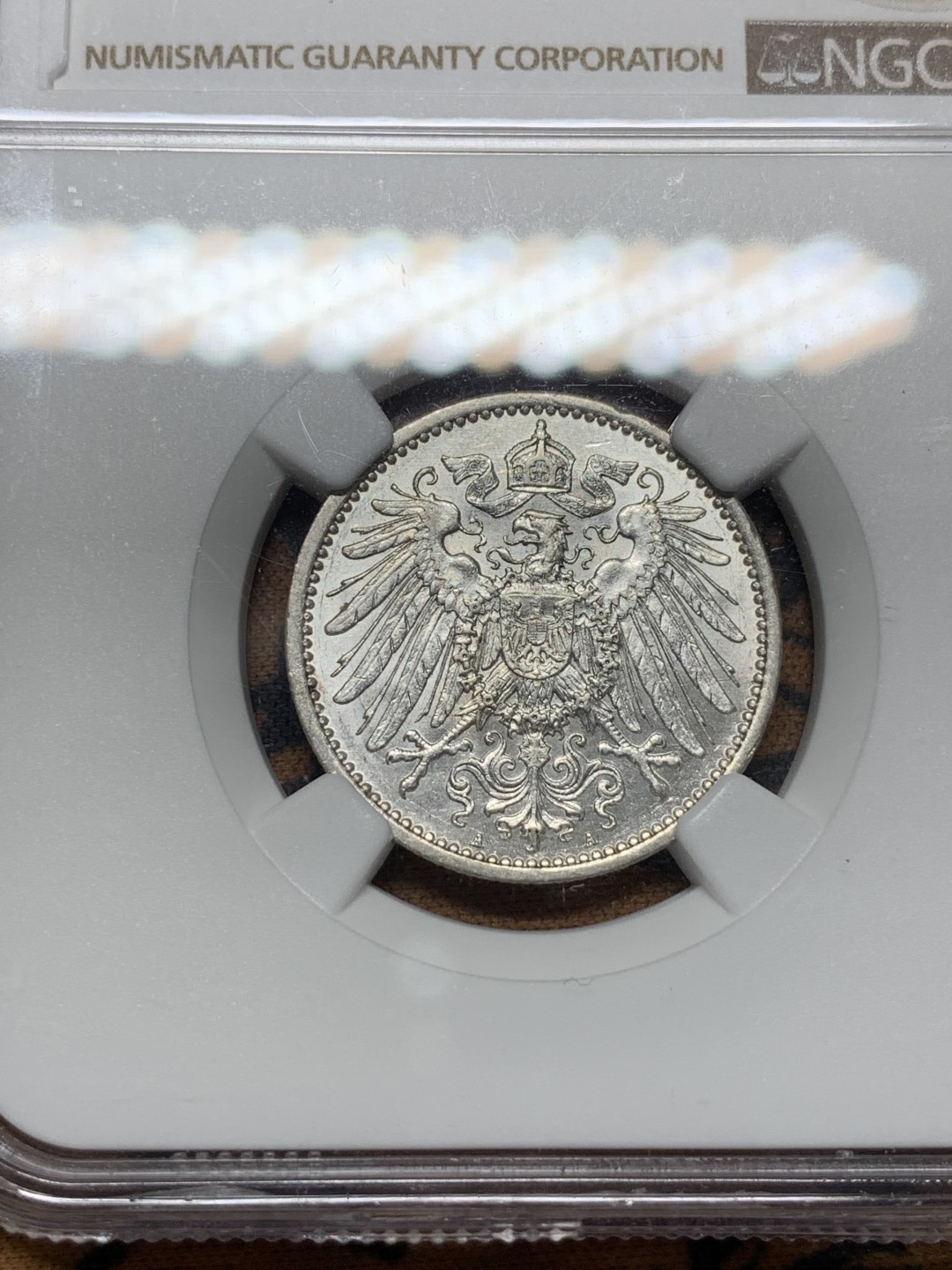 《竞宝斋》第112场-周日，周一 ，2场连拍（全场包邮） NGC MS61 德国1914年 1马克银币