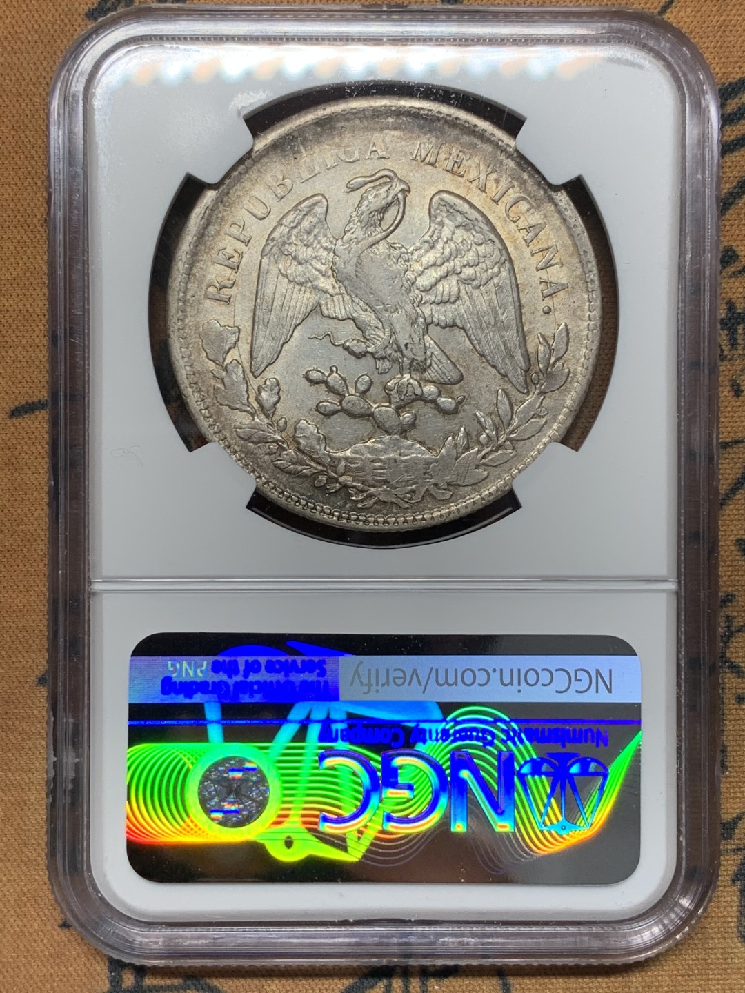 《竞宝斋》第112场-周日，周一 ，2场连拍（全场包邮） NGC-AU58 墨西哥1900年ZS 直边鹰洋 1比索大银币 