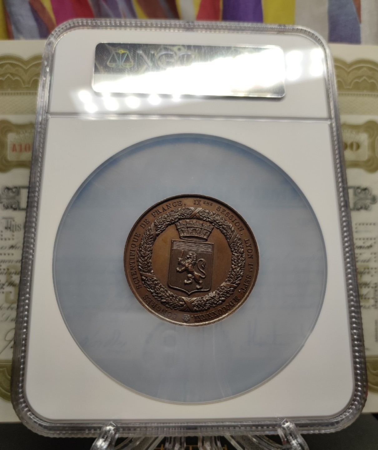 八角银章NGC章牌特卖会 1841科学大会纪念铜章NGC大盒